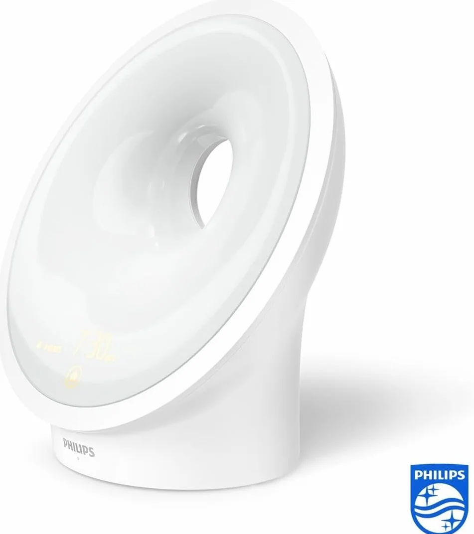 Philips HF3651/01 Wake-up Light luz natural, radio FM, cargador móvil, plástico blanco 12x19x19 cm