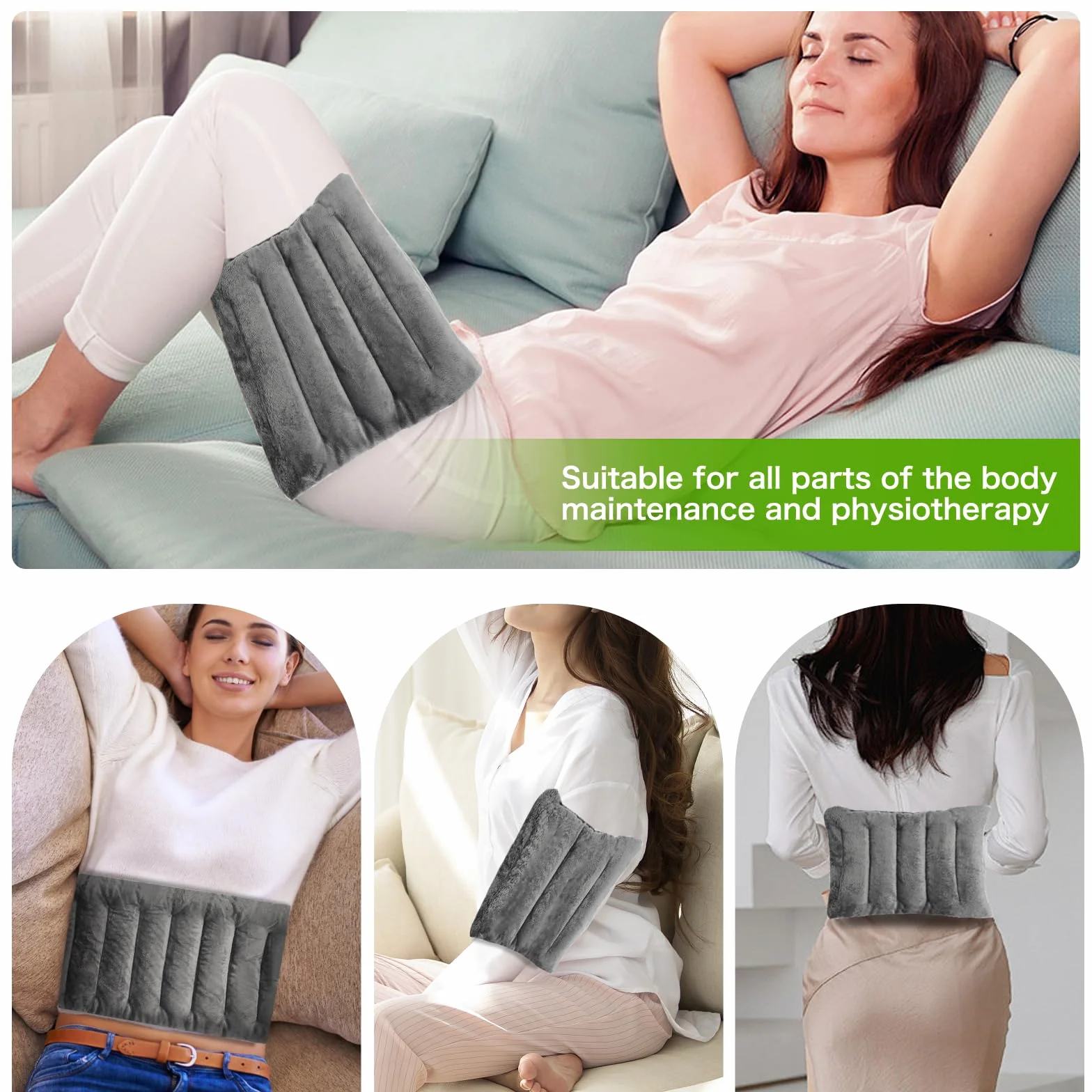 Almohada caliente microondas semillas lavanda hierbas naturales alivio dolor gris