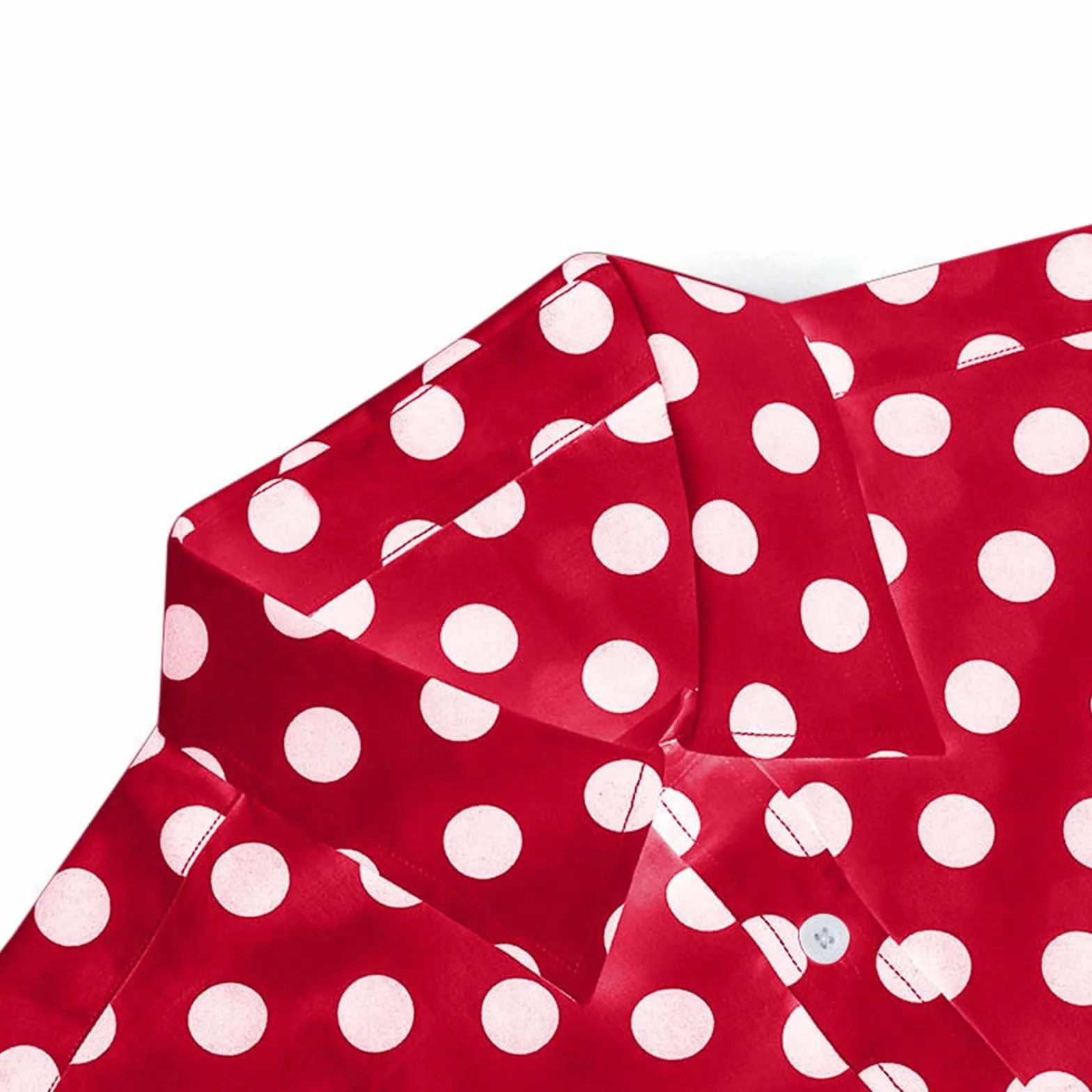 Camisetas para hombre de manga larga con botones de lunares, camisa retro cuello abotonado, estampado de puntos, camisa de negocios, corte ajustado