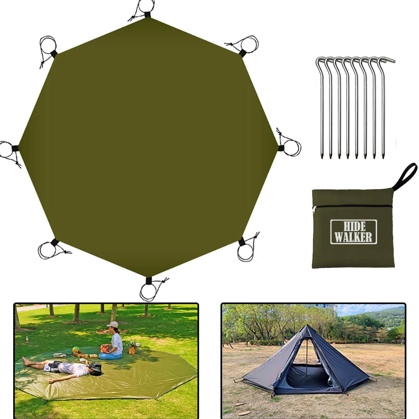 Lona de Suelo para Tiendas de Campaña Impermeable 4x4m Acampar Exterior