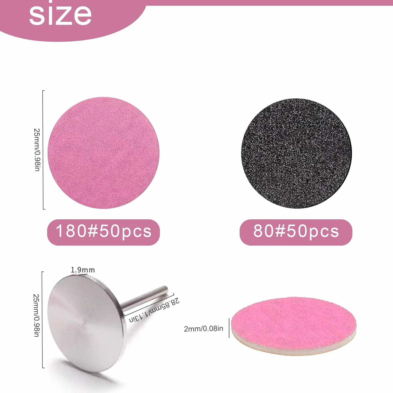 Herramienta De Pedicura 101pcs Papel De Lija Accesorio Reemplazo Discos Eje 25mm Eliminar Piel Muerta Callos