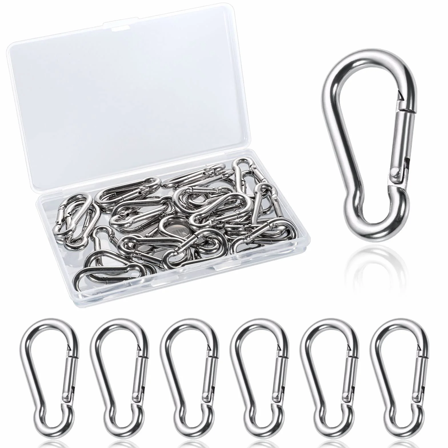 30 Piezas Mosquetones Pequeños, 4 x 40mm Mosquetón Acero Inoxidable Mosqueton con Cierre de Resorte para Llavero Mochilero Camping Pesca Senderismo (Carga de hasta 36 kg)