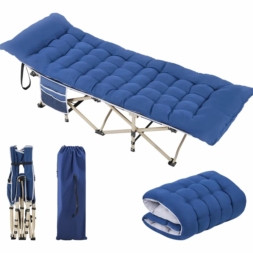 Yaheetech Cama de Campamento Plegable con Colchón de 150 kg, Carga de Cama de Camping con Bolsa de Transporte Marco de Metal