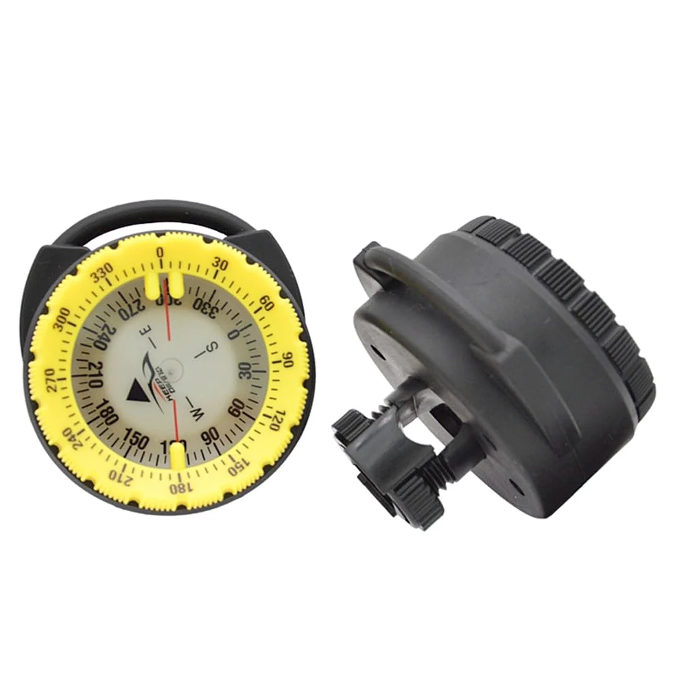 Brújula de buceo magnética fuerte de 50 m, brújula de buceo, abrazadera de tubo, brújula luminosa subacuática con soporte de clip de ventana lateral de aguja