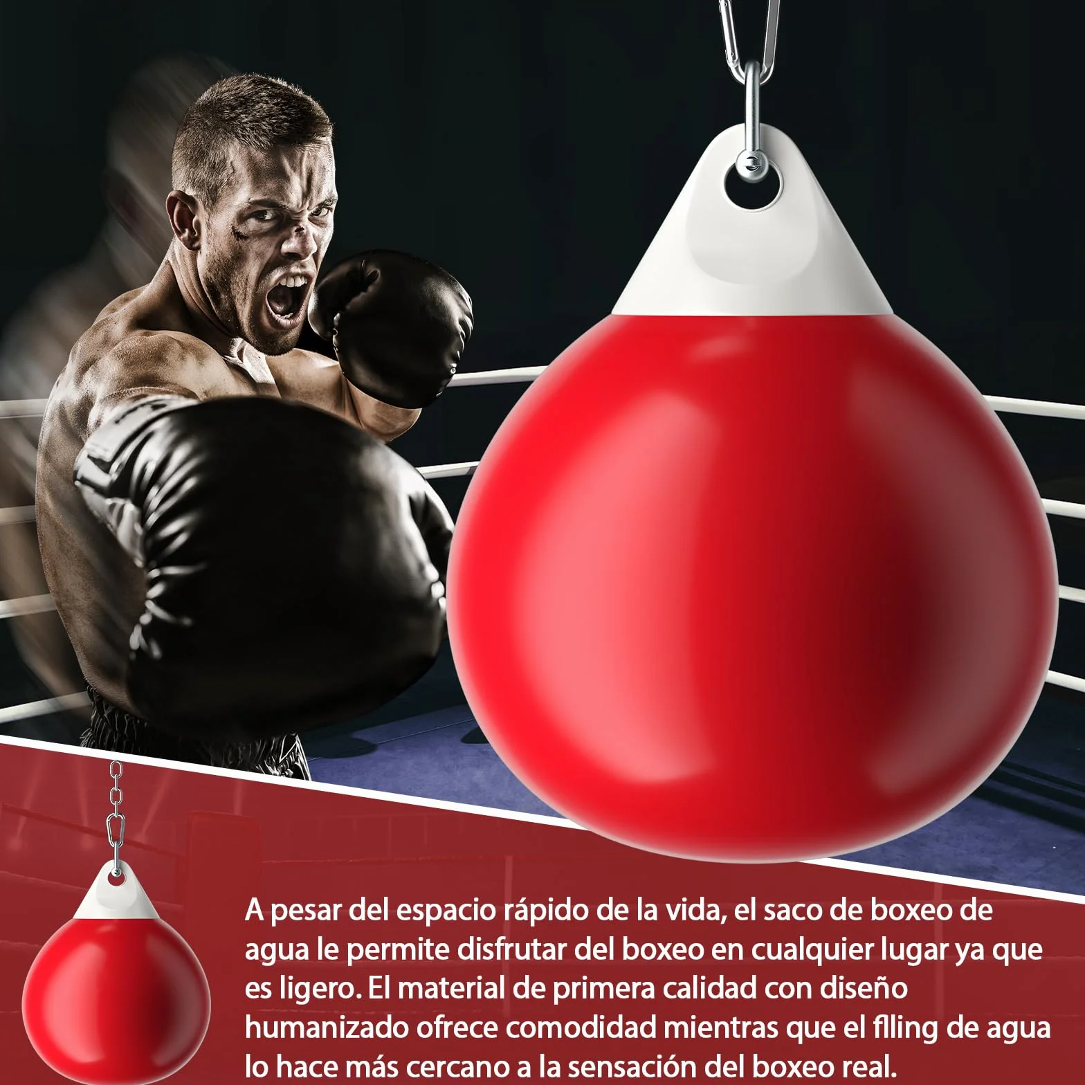 COSTWAY Bolsa de Boxeo con Agua 55 cm 85 kg Cadena de Metal Ajustable
