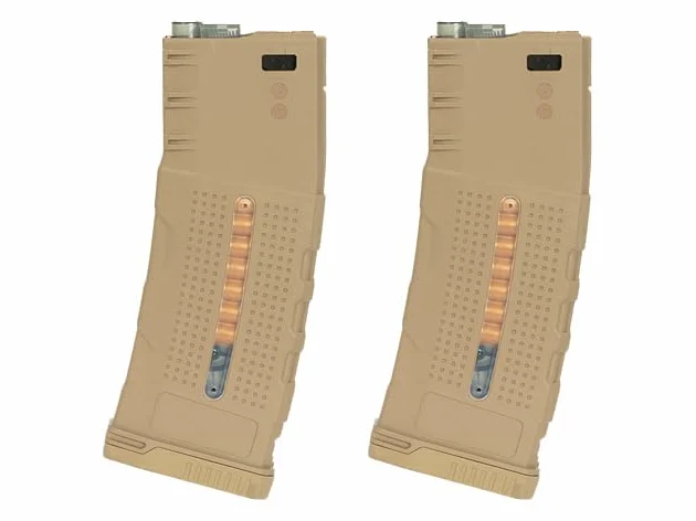 Battle Axe Pack 2 cargadores Mid-Cap Airsoft Tipo M4 M16 HK416 AR15 130 BBS Tan