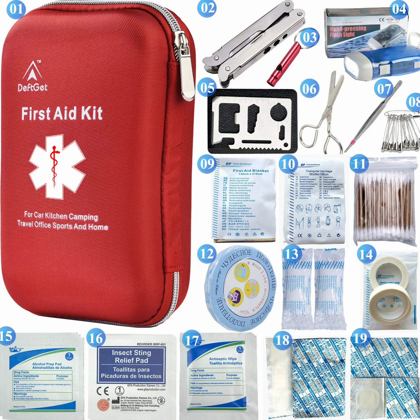 163 Uds Kit de primeros auxilios impermeable IFAK Molle sistema portátil esencial Lesiones médicas equipos de emergencia kits de supervivencia para la cocina del coche camping viajes Oficina