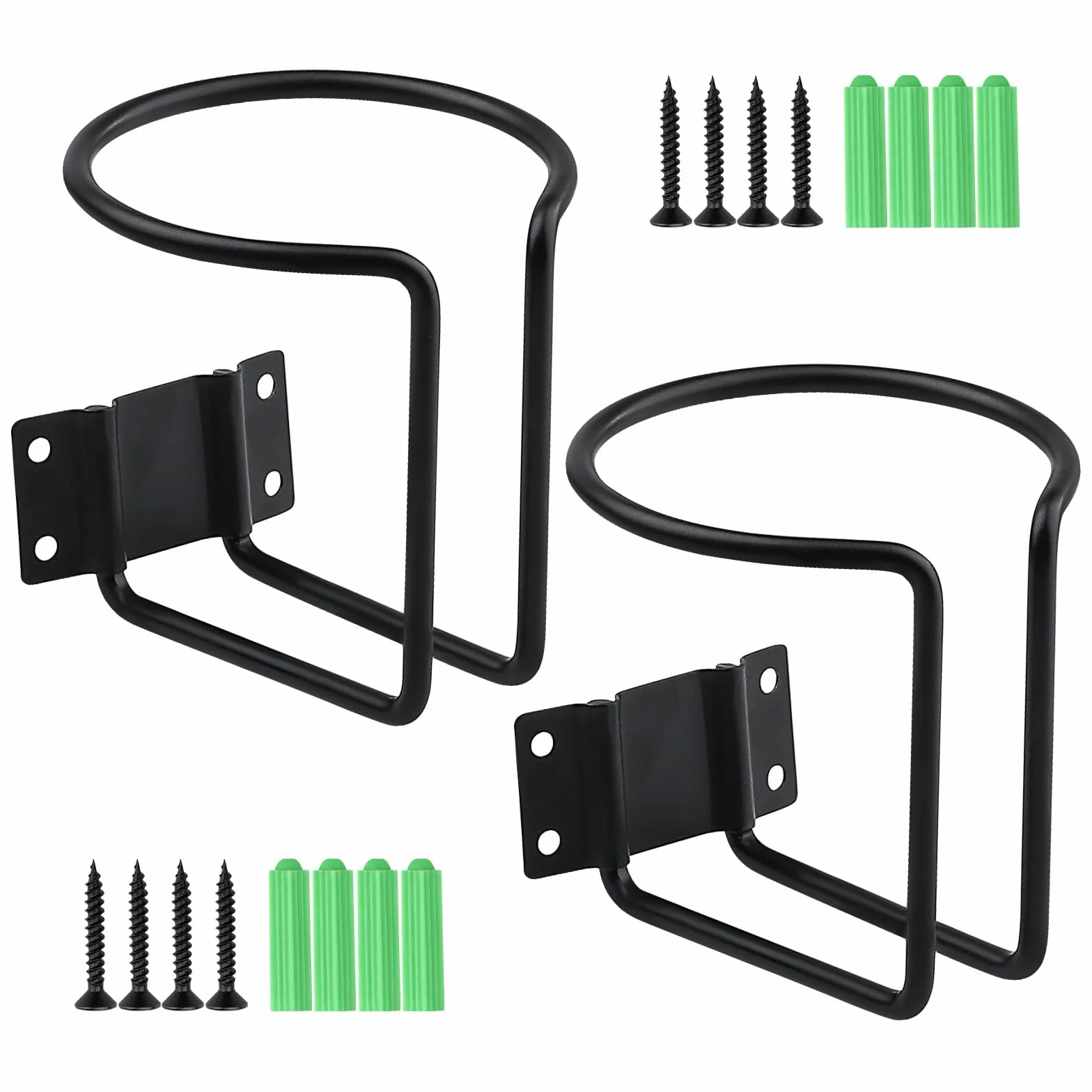 2 portavasos de acero inoxidable con tornillos, soporte universal para bebidas con anillo de barco, soporte de pared negro para barco, camión, caravana, tractor, columpio de madera al aire