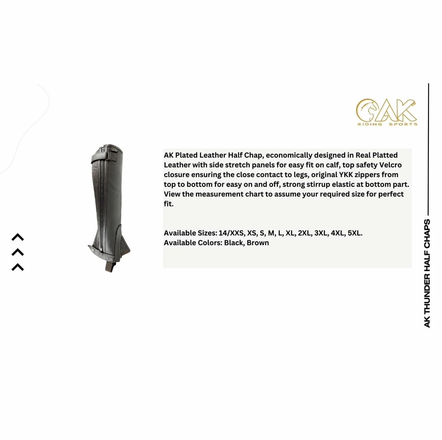 AK Thunder AKRS-1032 Medias chaparreras de cuero para equitación