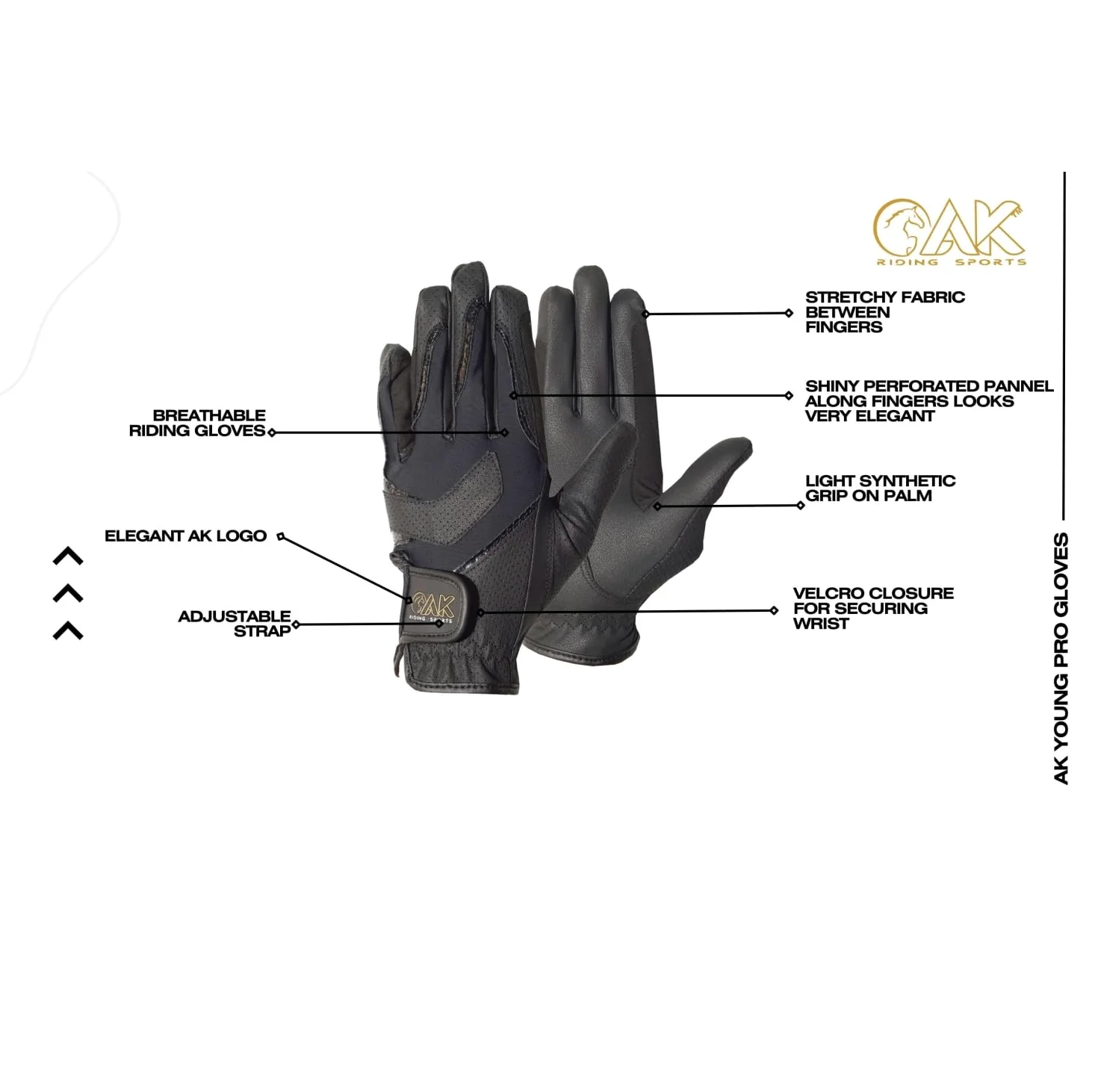 AK AKRS-6227 - Guantes de equitación transpirables para todas las estaciones, unisex, elegantes y elegantes