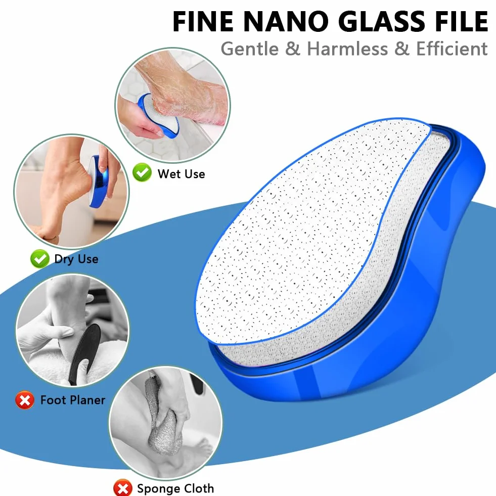 OSDUE Lima Pies De Vidrio Nano 2en1 Raspador Eliminación de Callos y Piel Muerta Portátil Húmedo y Seco
