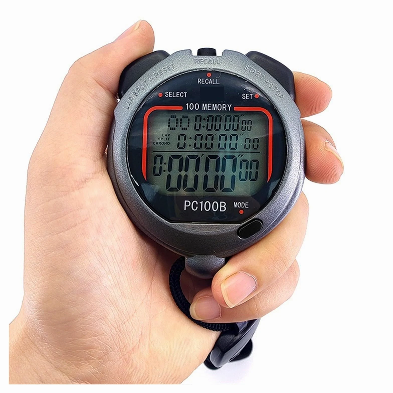 Cronómetros, PC100B Cronómetro deportivo for entrenamiento atlético con temporizador de carrera 3 filas y 100 canales