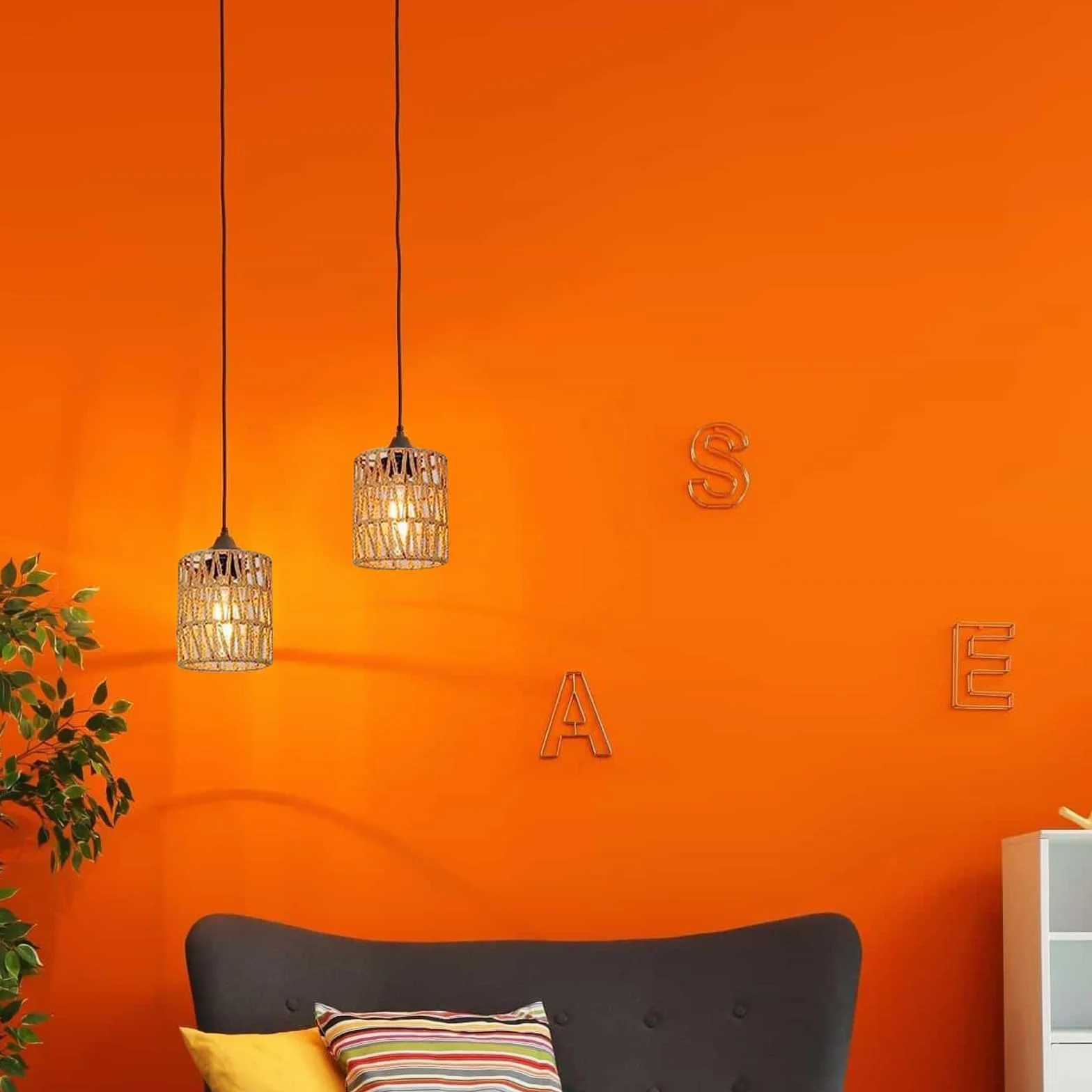 Lámpara Colgante y de Pie de Ratán Natural, Diseño Bohemio