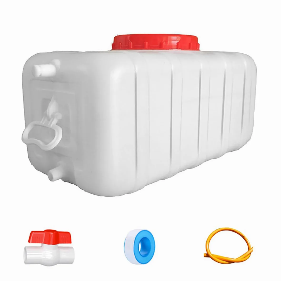 Depósito de agua de plástico de grado alimenticio de 25L/35L/50L/80L/110L/200L, contenedor de agua de lluvia grueso con grifo, solución rectangular de almacenamiento de agua para el hogar (tamaño 35L)