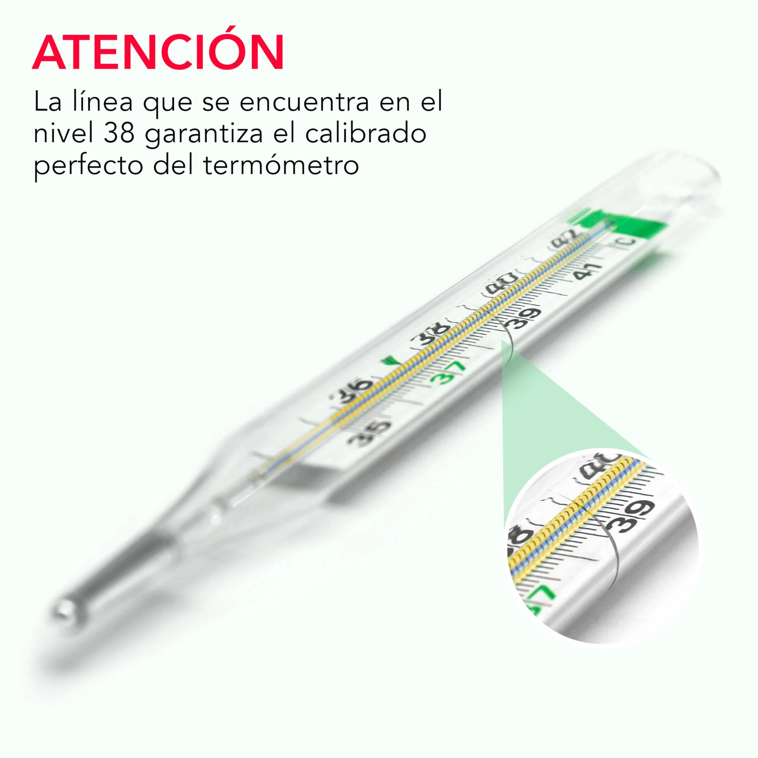 ECOTHERM Termómetro Clínico de Vidrio para Fiebre de Galio Sin Mercurio Ecológico