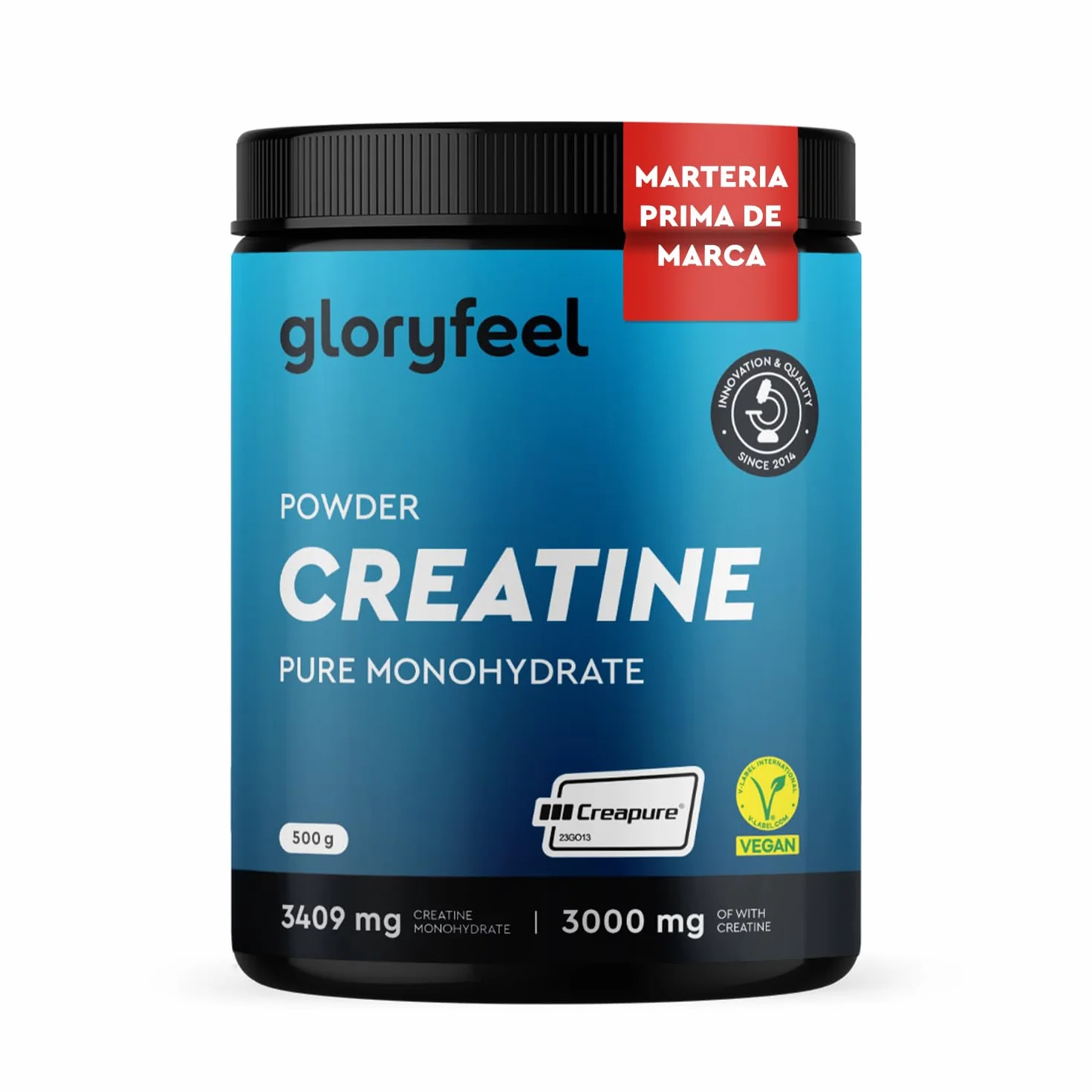 Creatina Monohidratada 500 g Creapure® Polvo Micronizado 99,99% puro 147 porciones 3409mg por día Alemania Sin aditivos
