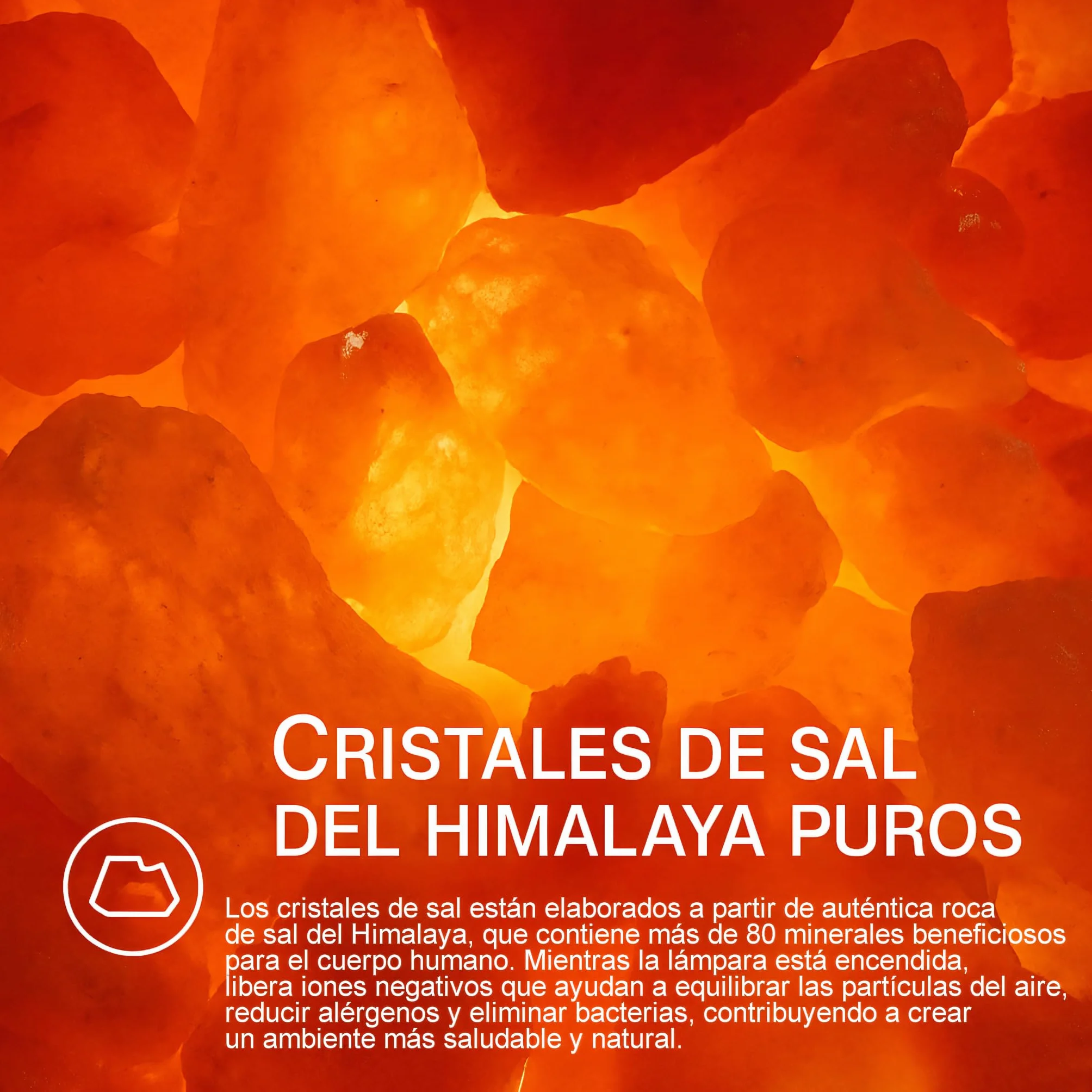 H HANSEL HOME Lámpara de Sal Natural del Himalaya 1.5-2kg con Cable y Bombilla Base de Madera