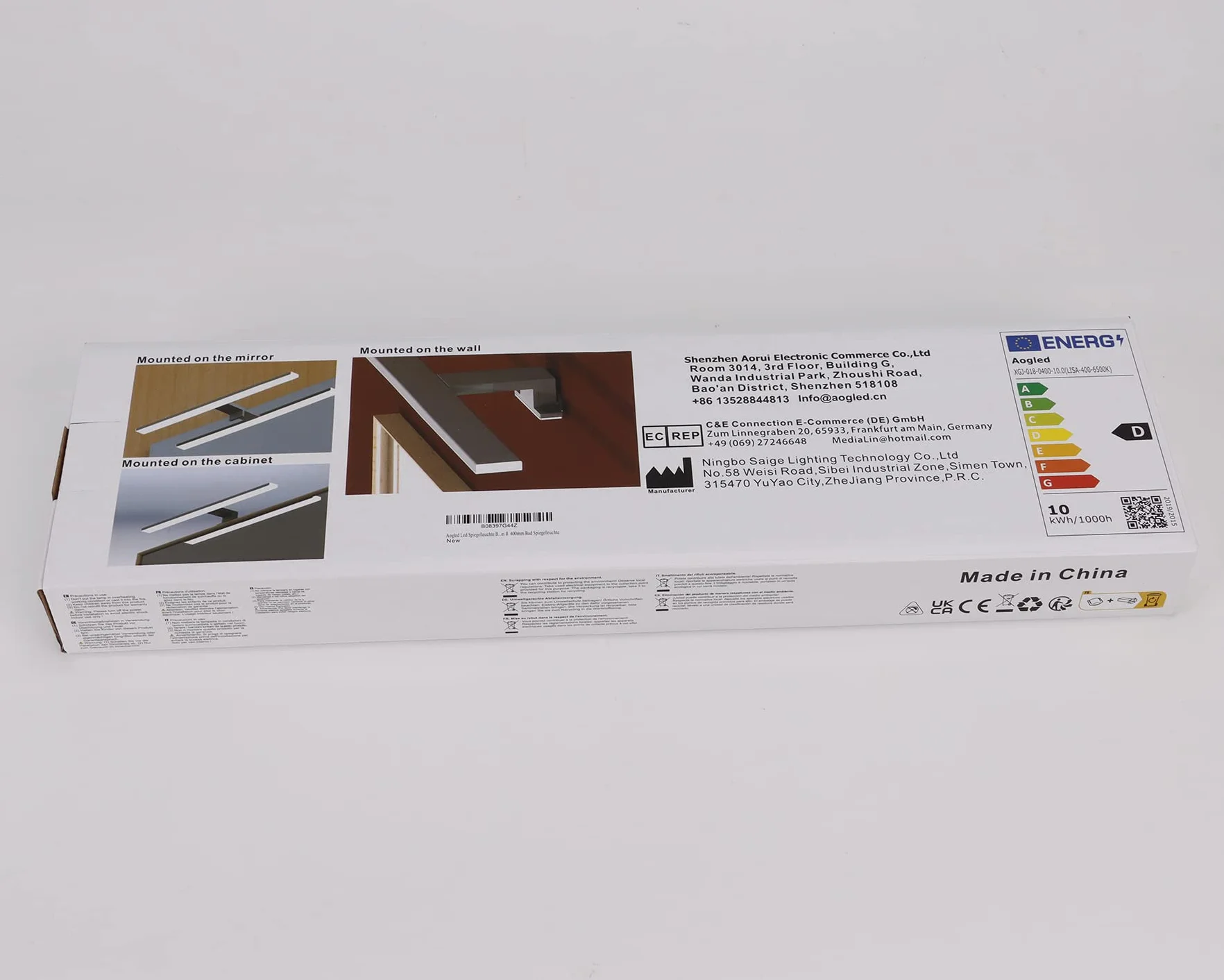 Lámpara de Espejo Baño 40 cm 10W 820LM 230V IP44 Clase II Blanco Neutro 6000K