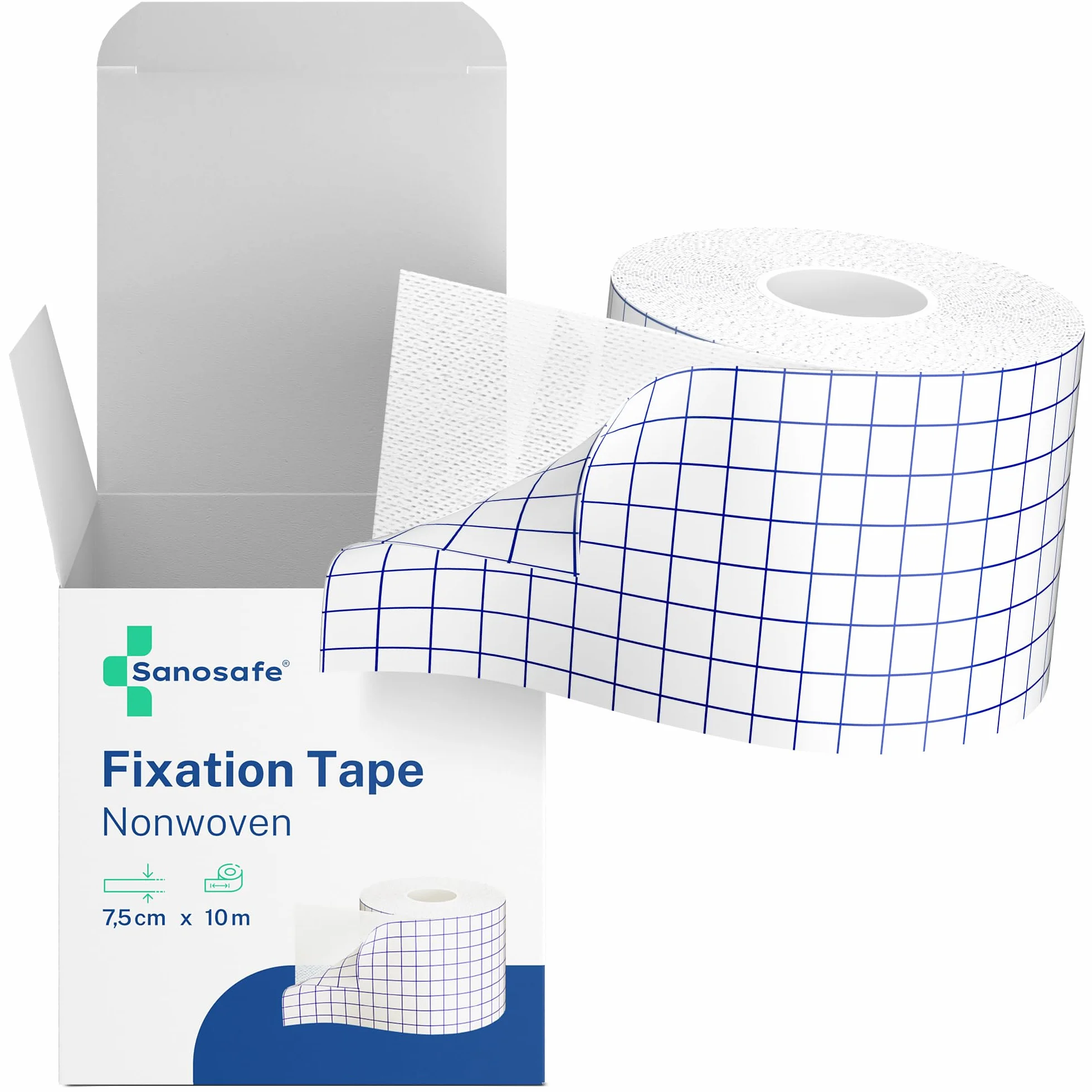 Esparadrapo médico 7,5 cm x 10 m | Cinta adhesiva TNT hipoalergénica transpirable para apósitos