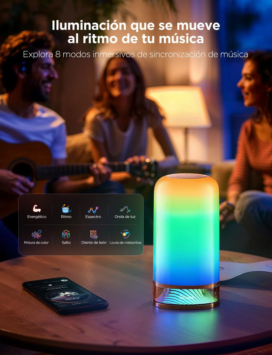Govee Lamparas de Mesita de Noche Tactiles RGBICWW LED Regulable, 70+ Modos de Escena, 2700-6500K, Compatible con Alexa, Funciona con Matter