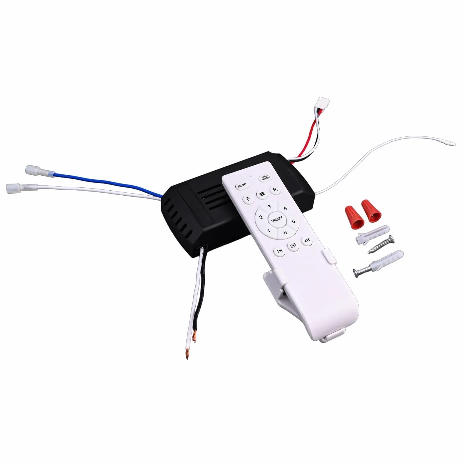 Kit de control remoto para ventilador de techo, 6 velocidades, compatible con 90-265 V, blanco
