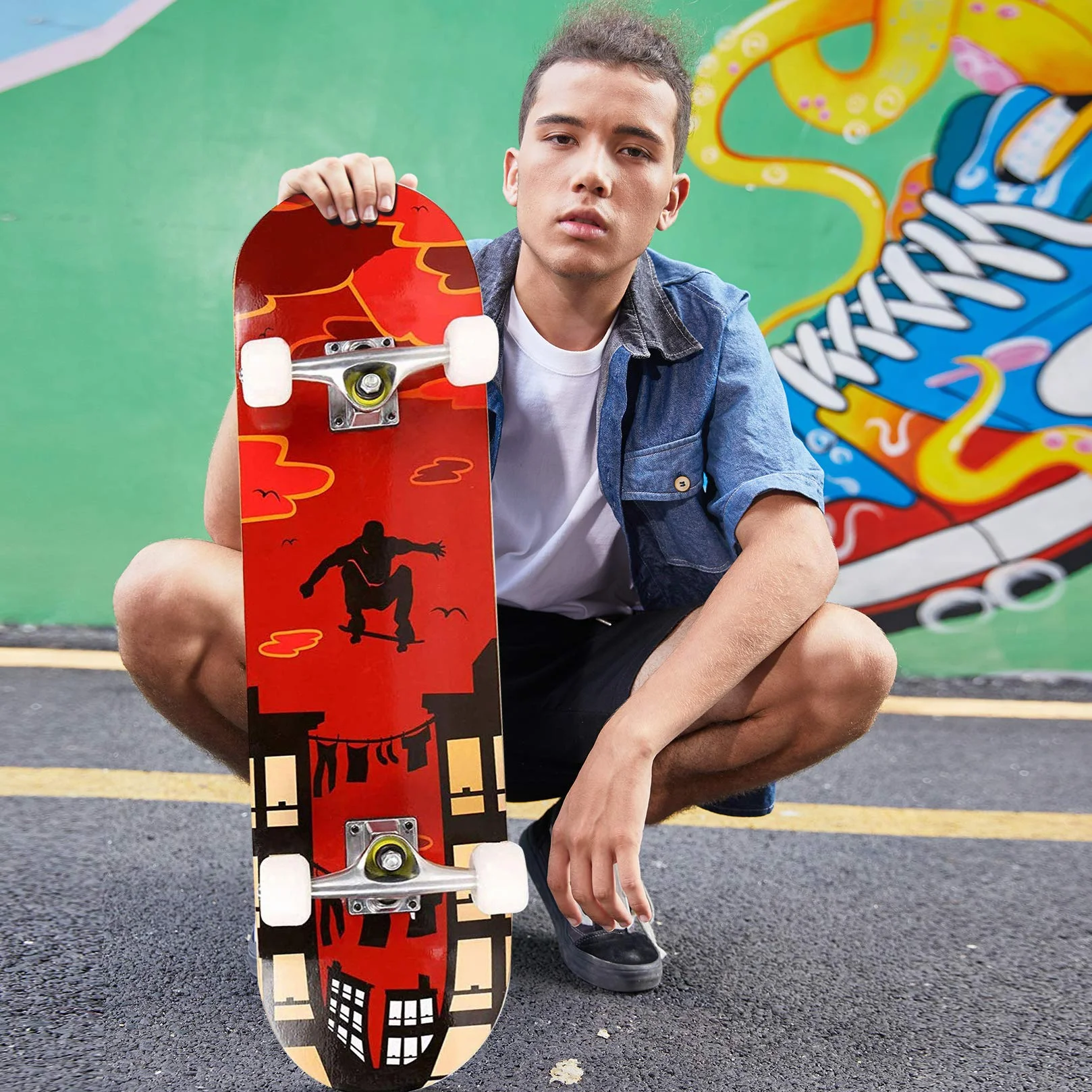 Hikole 3108-1 - Skateboard Unisex-jóvenes, niños, Adolescentes, Adultos