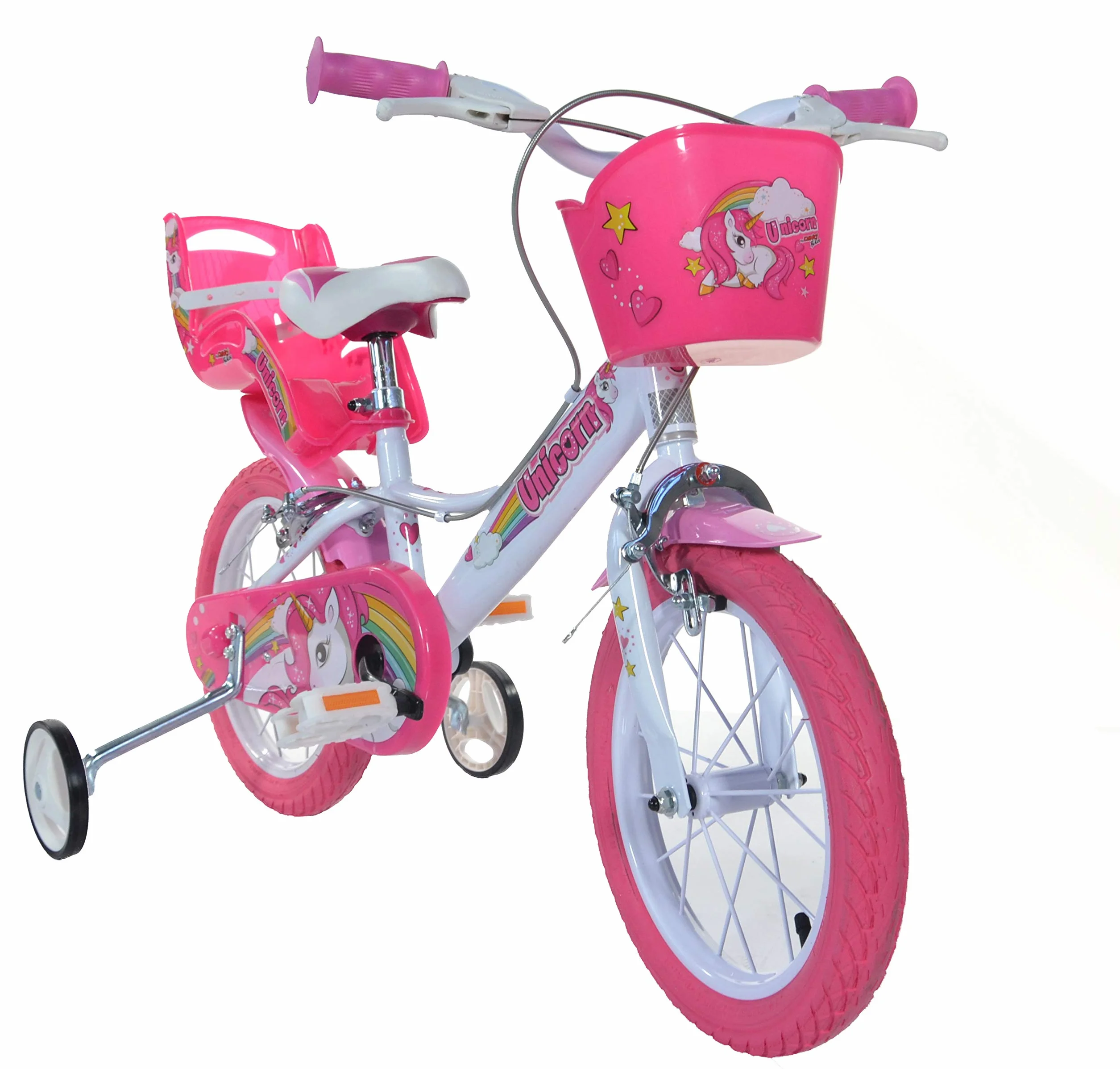 Dino Bikes Unicorn Bicycle Unicornio, Niñas, Blanco y Rosa, 16 Pulgadas