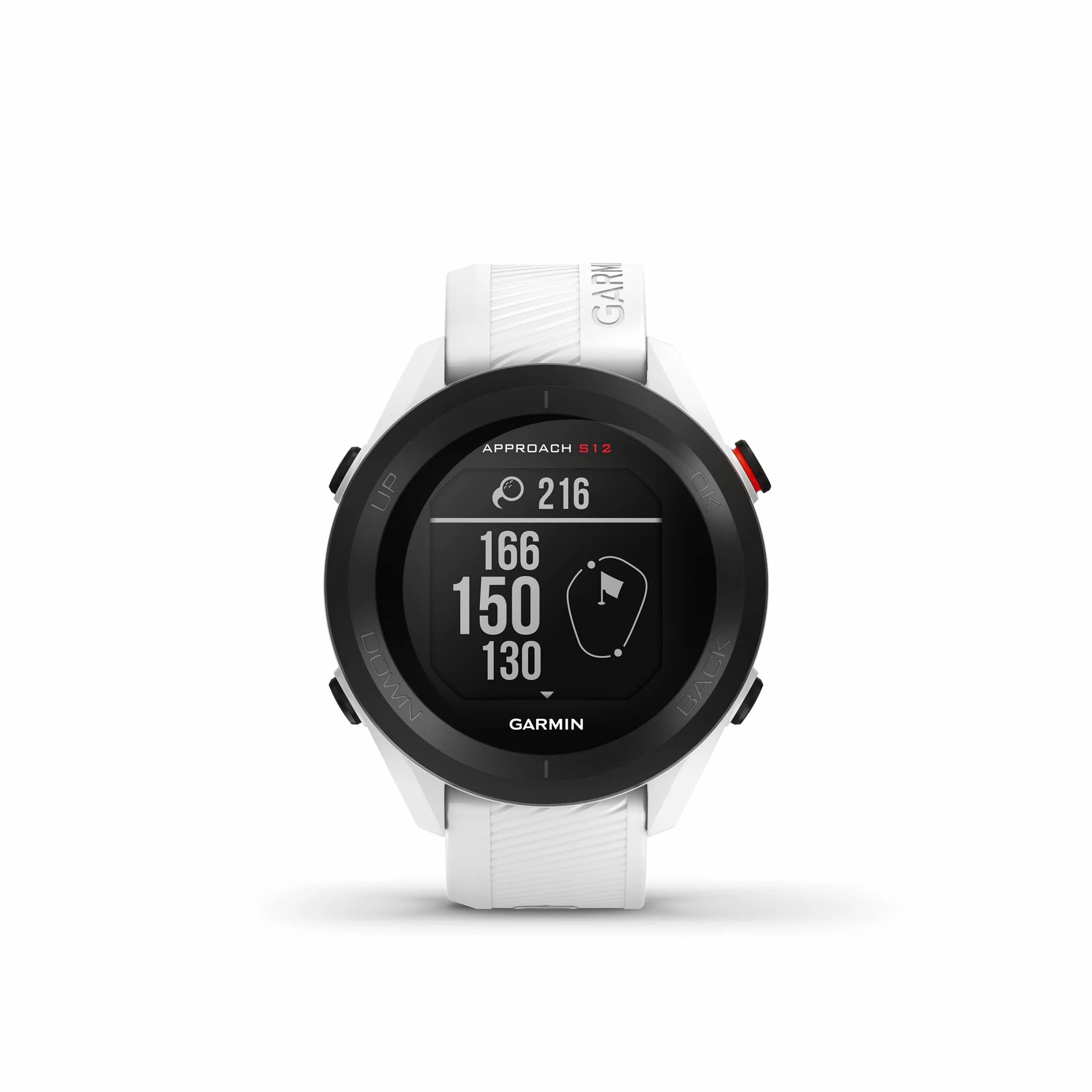 Garmin Approach S12, Reloj para Golf, Campos mundiales preinstalados, Bluetooth y Resistente al Agua, Blanco (Reacondicionado)