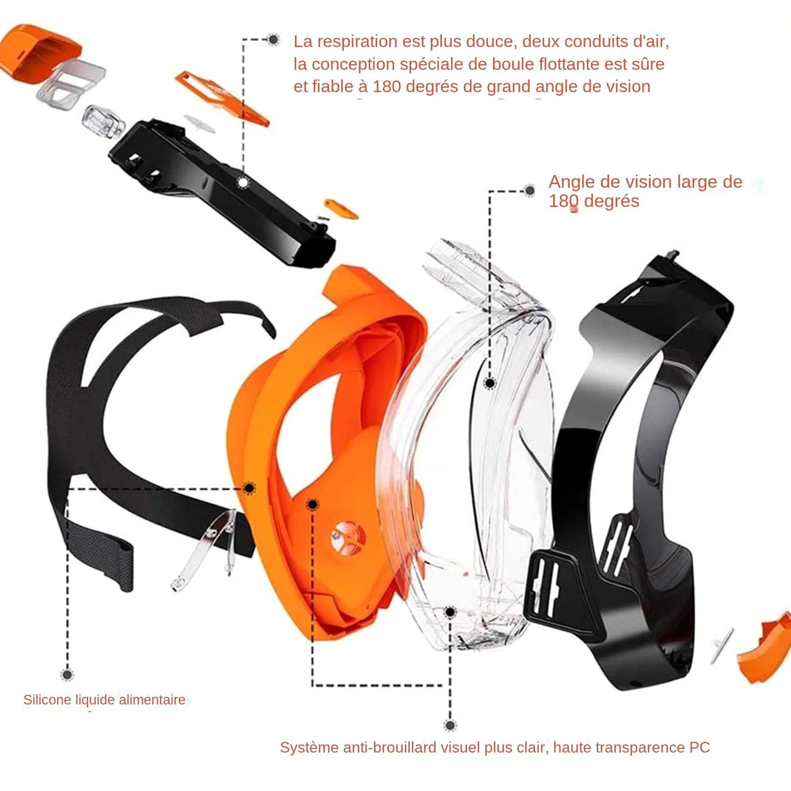Máscara de Buceo Integral | Máscara de Snorkel con Vista Panorámica,Equipo de Respiración Automático de Drenaje para Buzos y Viajeros
