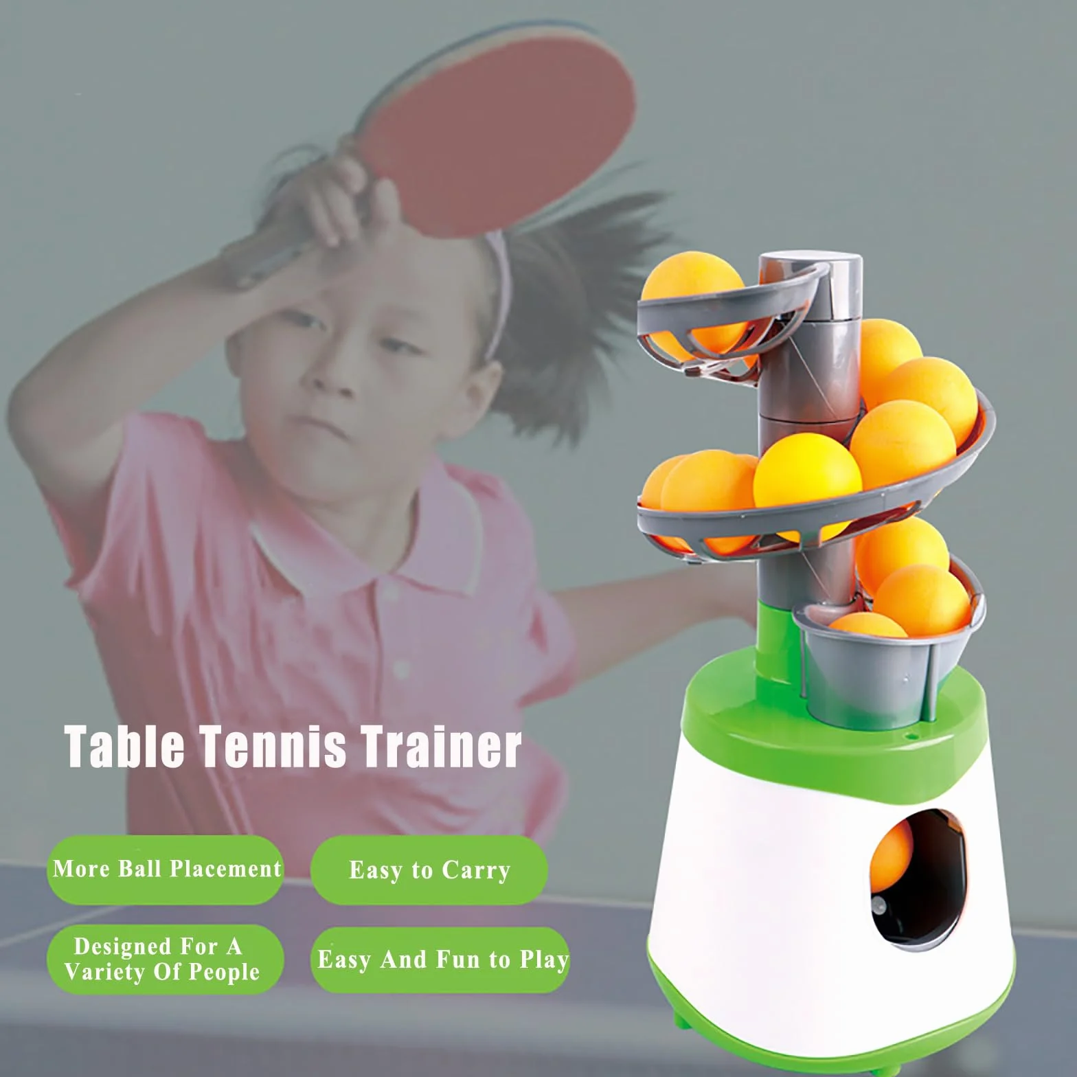 Fydun Lanzador Automático de Pelotas de Tenis de Mesa, Máquina de Entrenamiento Portátil con 10 Pelotas, Entrenador de Pong para Principiantes y Aficionados