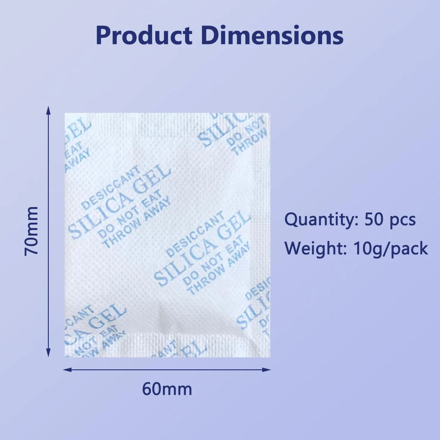 Gel de sílice desecante 50 × 10 g – Bolsa contra humedad para armario