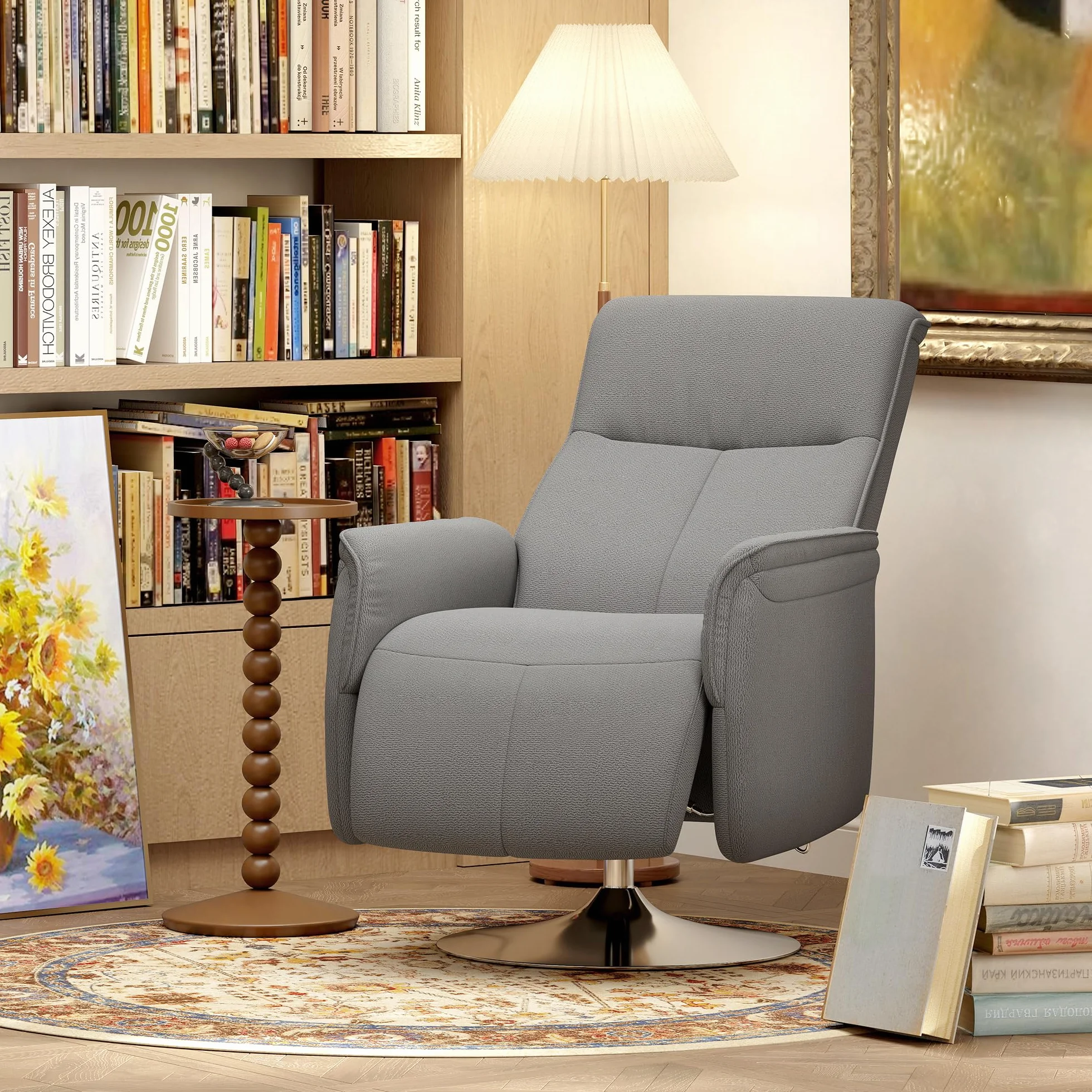 HOMCOM Sillón Relax Reclinable con Reposapiés Masaje 10 Puntos Giratorio 360° Mando a Distancia Gris