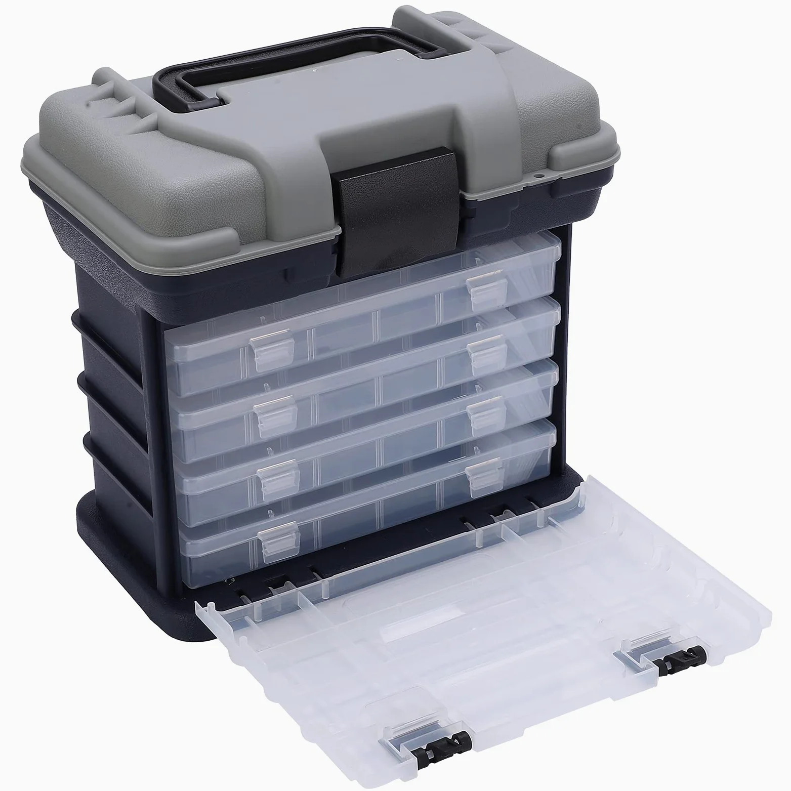 KIMISS Caja de Aparejos de Pesca Resistente de 4 Capas, Organizador de Almacenamiento Portátil para Pesca de Carpa, de Plástico Duradero