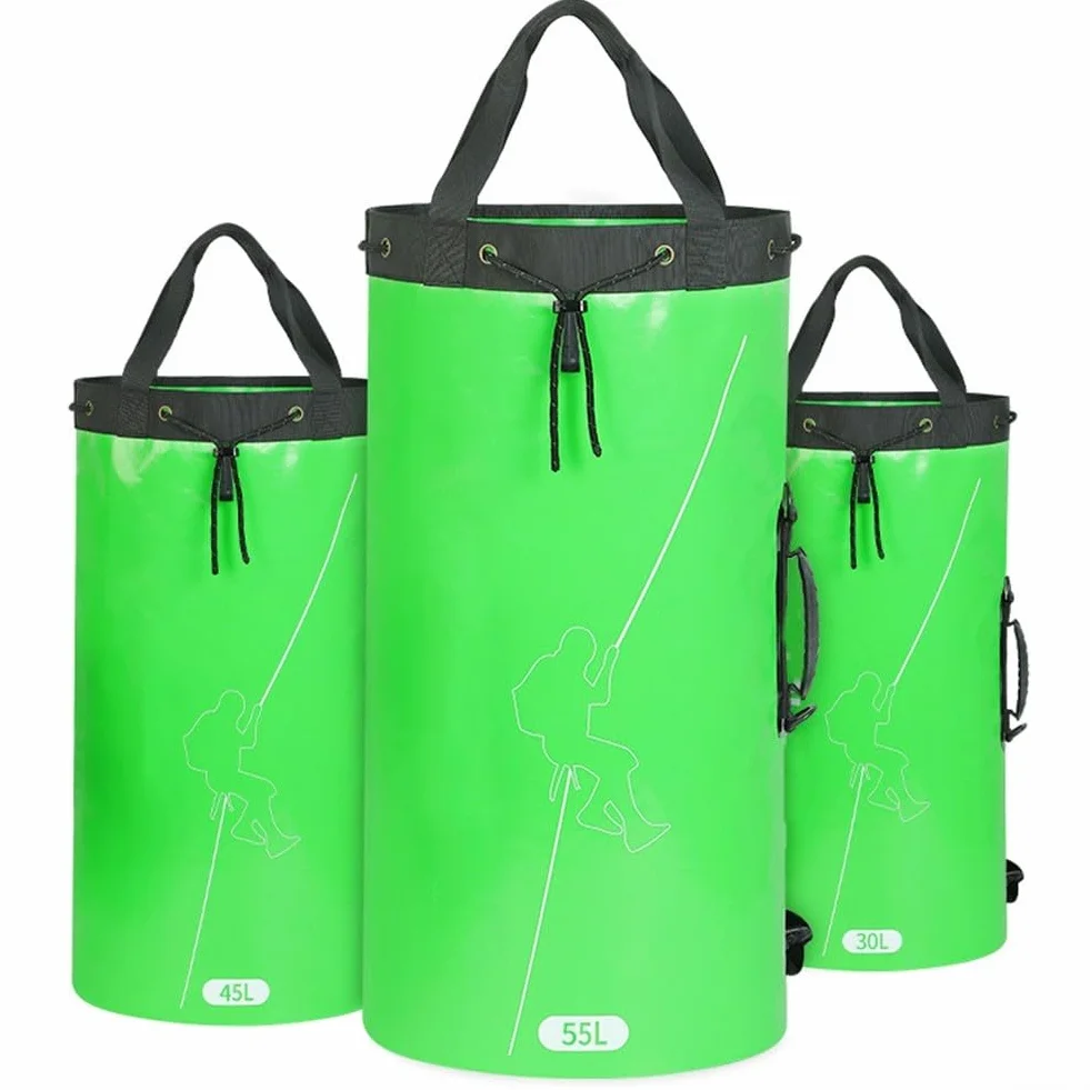 Bolsa de cuerda de 30L/45L/55L de capacidad para senderismo y espeleología, hecha de material impermeable y resistente al desgaste (45L negro)
