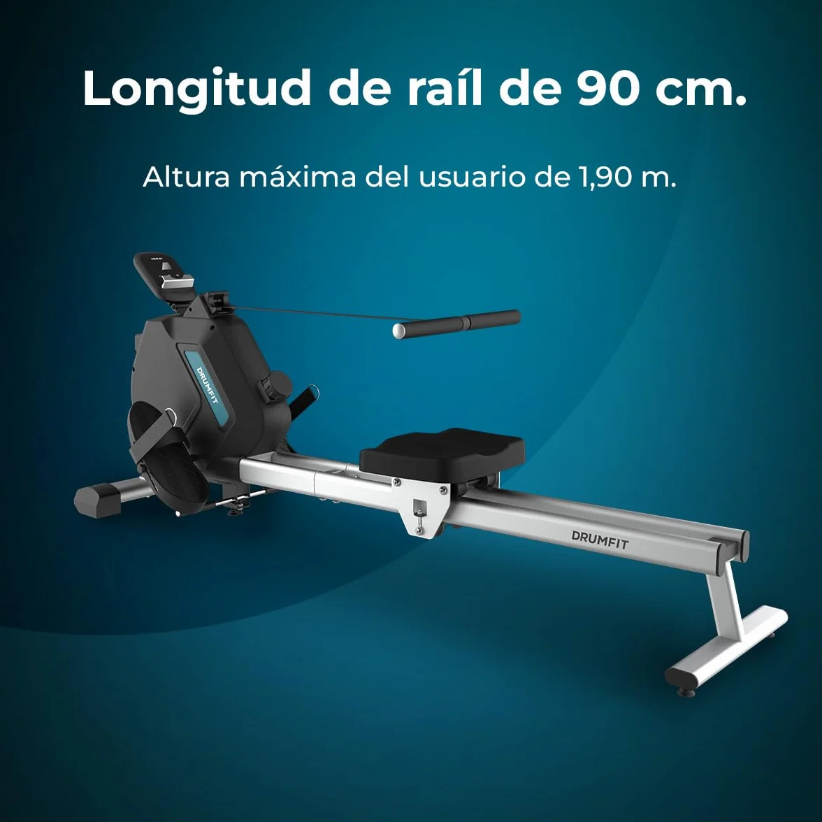 Cecotec Máquina de remo DrumFit Rower, Resistencia Magnética, 10 Niveles, Volante de Inercia, Deslizamiento Silencioso, Display LCD, Diseño compacto y Ruedas