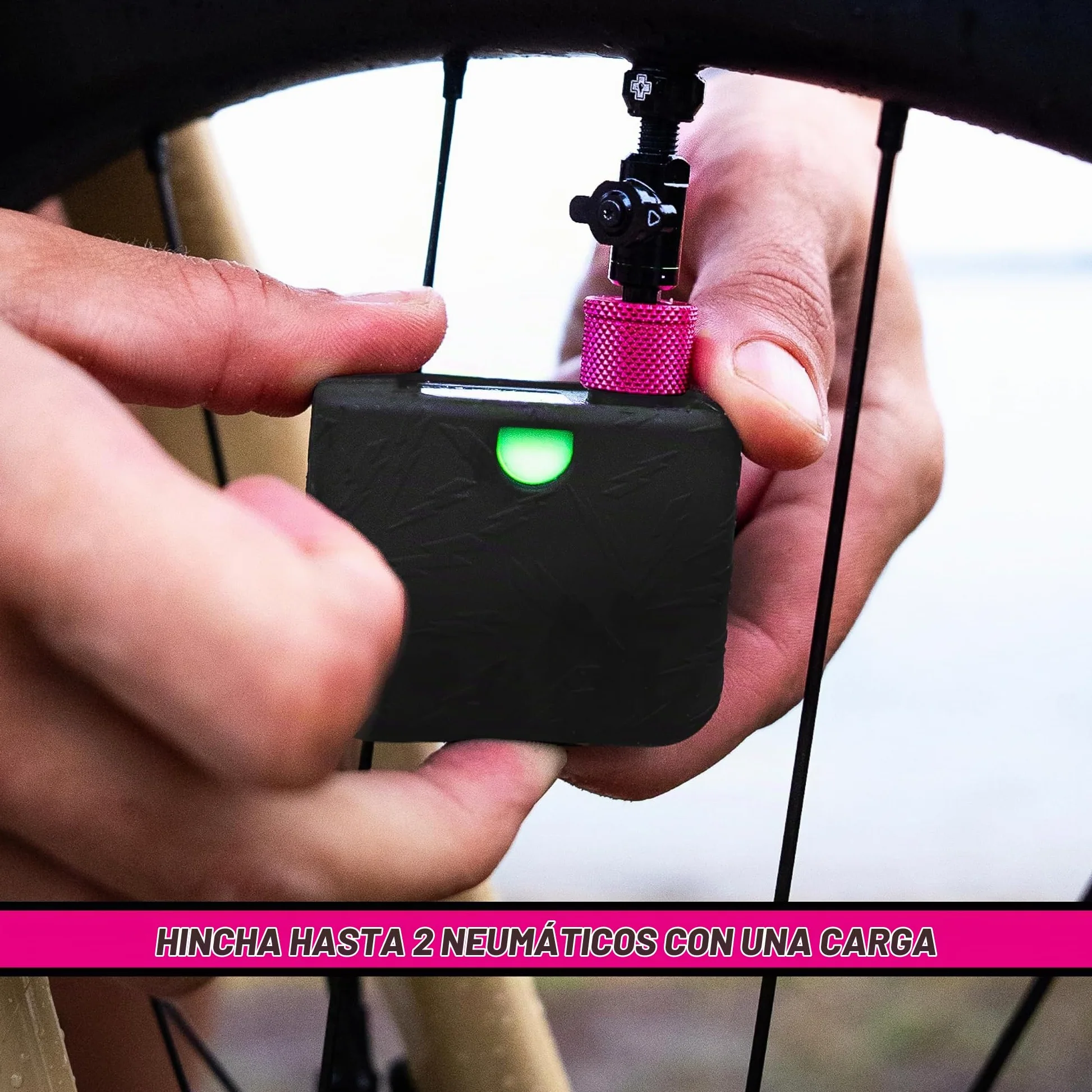 Muc-Off Airmach Mini Inflador Eléctrico - Presta y Schrader - Bomba de Bicicleta Compacta con Carga Rápida USB-C