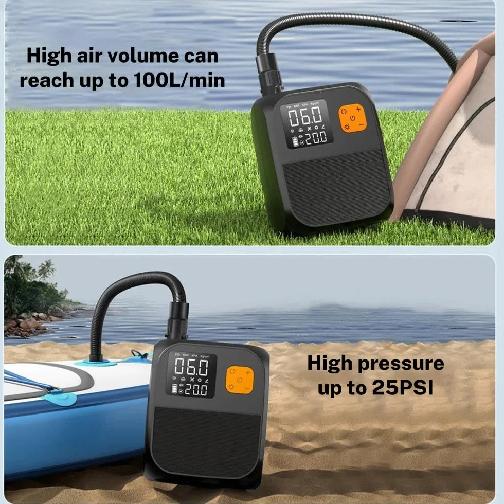 Bomba de pádel eléctrica inalámbrica 8000mAh 25 PSI LED Negro