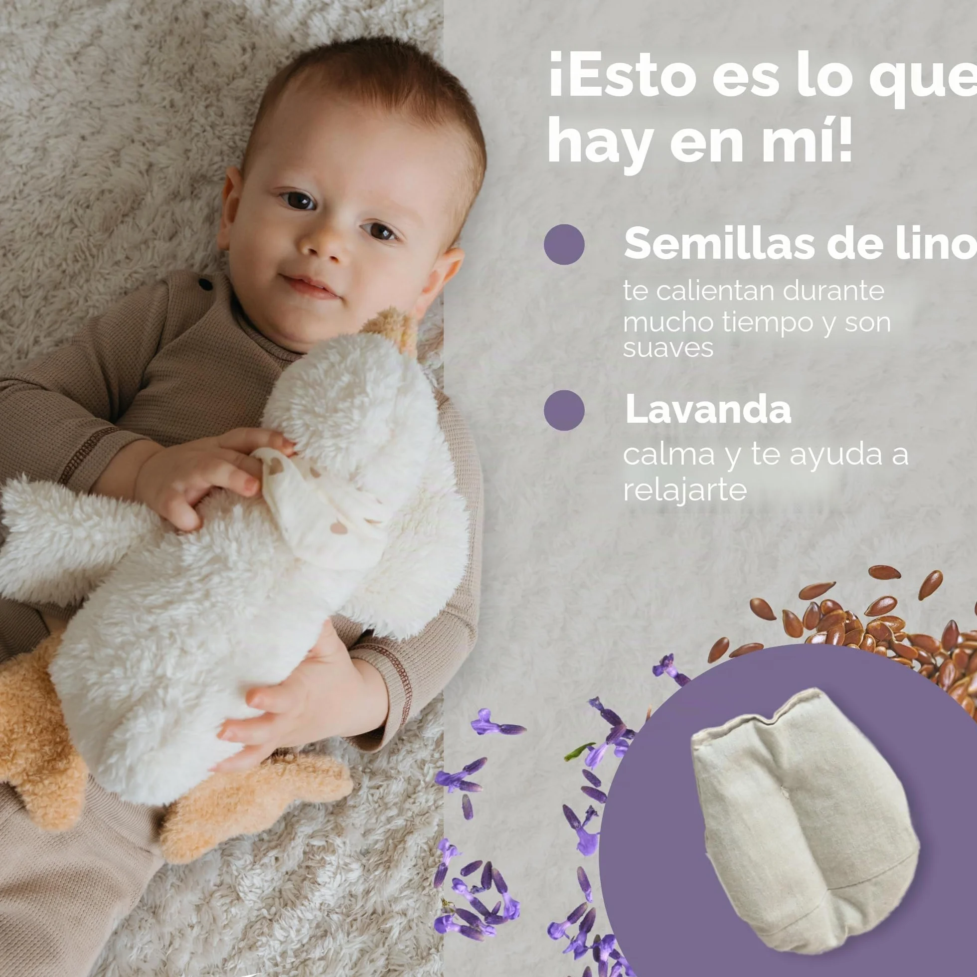 Cojín Térmico para Bebés y Niños - Juguete de Peluche con Relleno de Linaza para Microondas - Almohada Calmante para Calor
