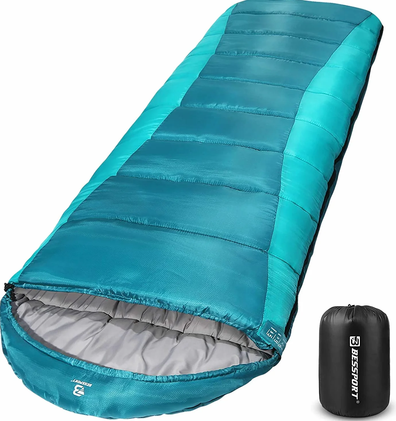 Bessport Saco de Dormir para Camping 3-4 Estaciones -8 °C – 20 °C | Saco de Dormir de Invierno Ligero, Impermeable y cálido para Adultos, mochilero, Camping, Senderismo y Viajes