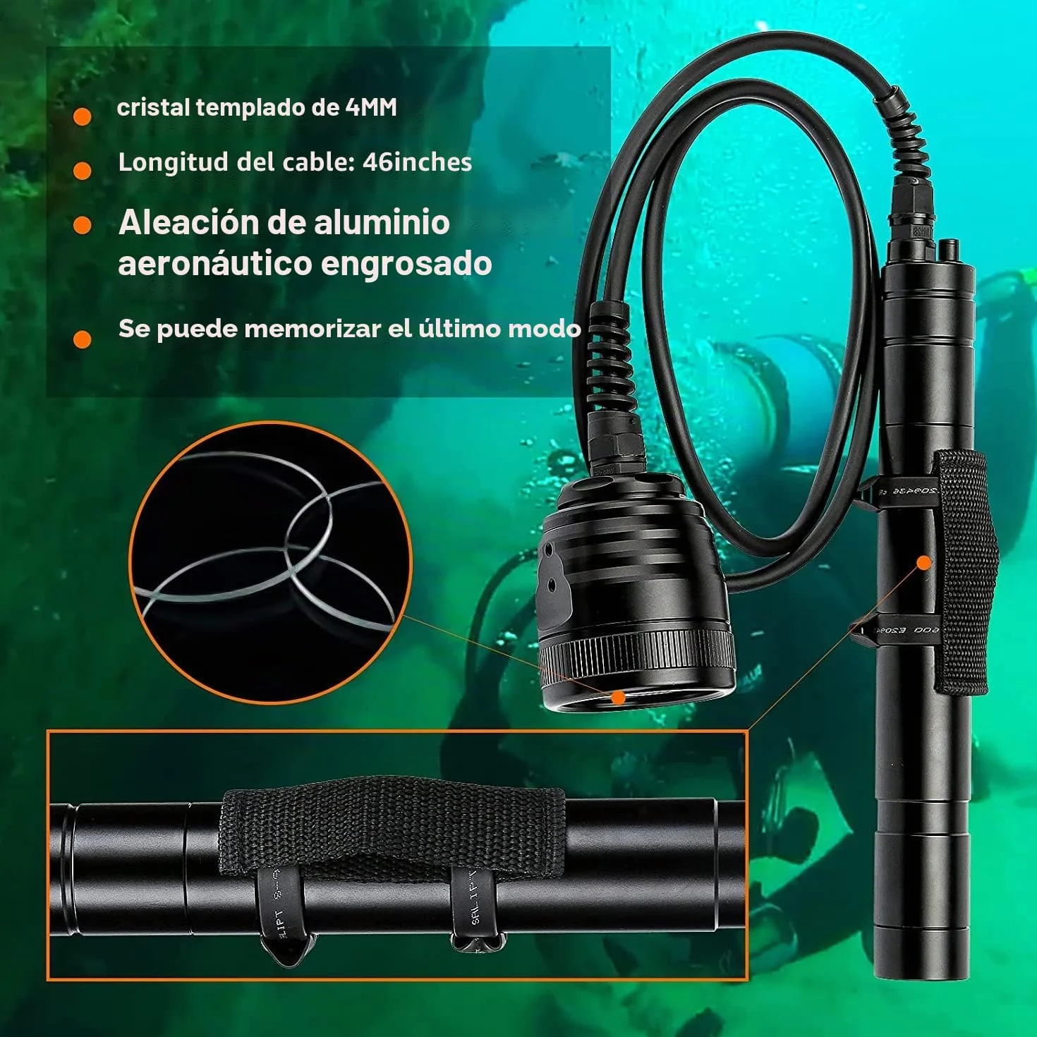 WD70 Canister luz de Buceo 3000 lúmenes Linterna de Buceo