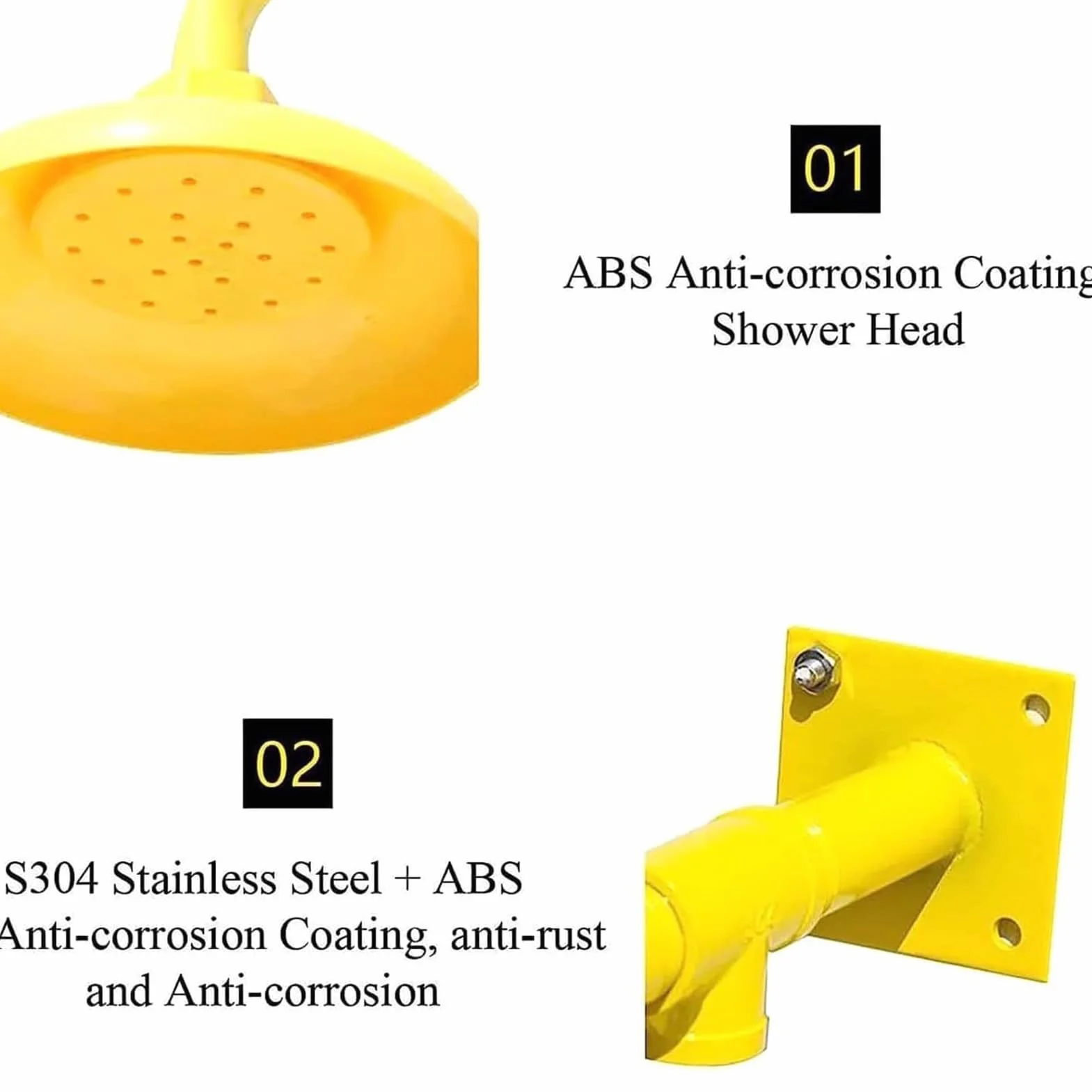 Ducha de Emergencia, Ducha de Seguridad, lavaojos de Emergencia, Cabezal de Ducha de Acero Inoxidable con Revestimiento ABS, diámetro de 32 cm