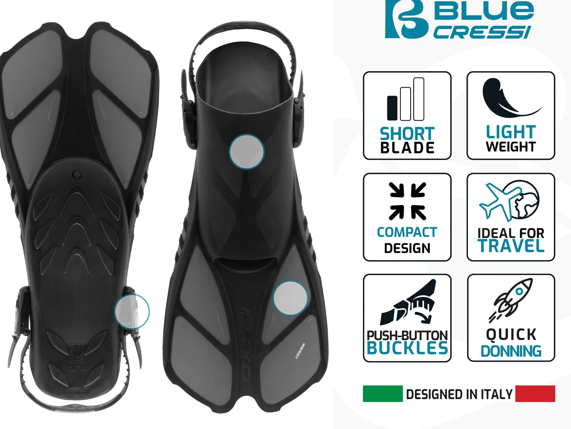 Cressi Juego de esnórquel para Adultos (máscara, esnórquel seco, Aletas Ajustables) Ideal para Viajes - Equipo Ligero y Colorido | Juego Bonete Pro Dry: diseñado en Italia