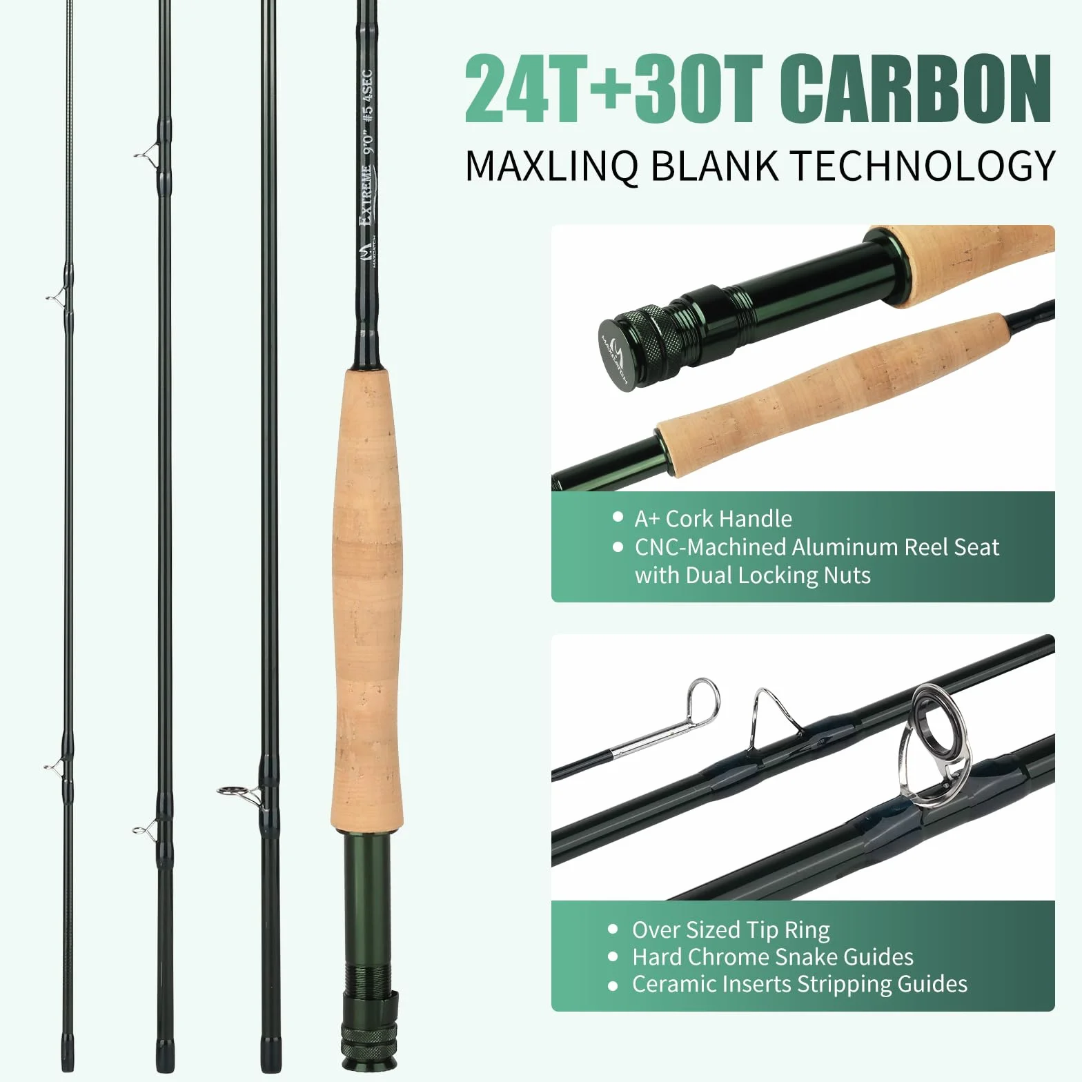 M MAXIMUMCATCH Maxcatch Extreme - Kit combinado de pesca con mosca de peso 3/5/6/8, carrete y caña para principiantes, con funda protectora de viaje (peso 6, 2,74 m, caña de 4 secciones, carrete 5/6)