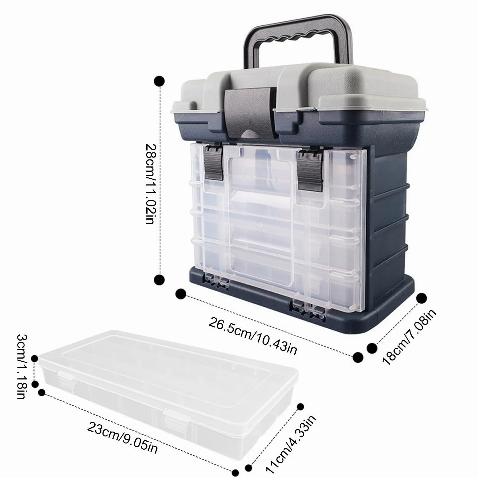 Caja de aparejos de pesca, organizador portátil de aparejos de pesca de ABS, múltiples compartimentos, almacenamiento de aparejos de pesca con 4 cajones, organizador de caja de aparejos, caja | ABS, múltiples compartimentos, almacenamiento de aparejos de