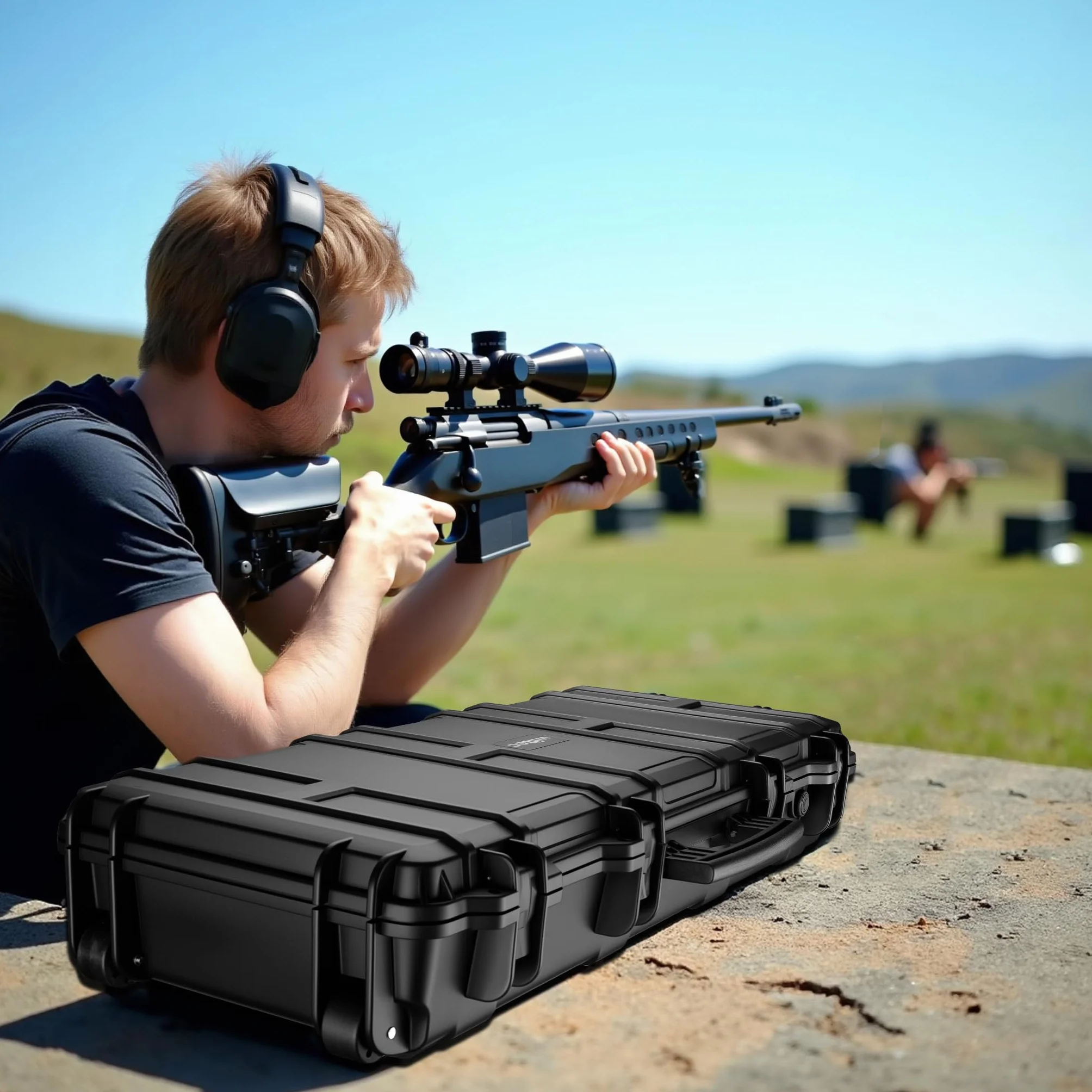WilTec Maletín para Armas largas 97.8 x 42 x 17.3 cm con Espuma pre-Cortada Compacto y Ligero de PP para Transporte Seguro de Rifles y escopetas con asa ergonómica