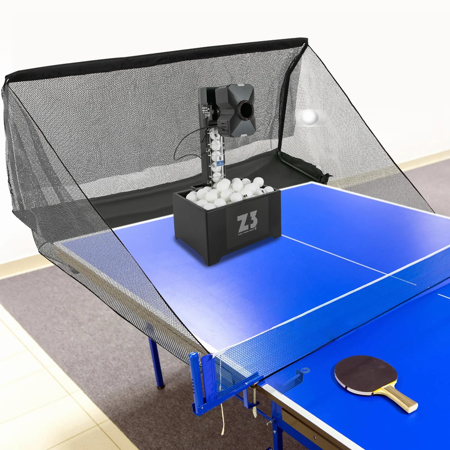 Máquina automática de pelotas de tenis de mesa, ping pong, máquina de bolas de ping pong con red, varios modos de servir, robot de ping pong, máquina de ping pong, 100 bolas de capacidad