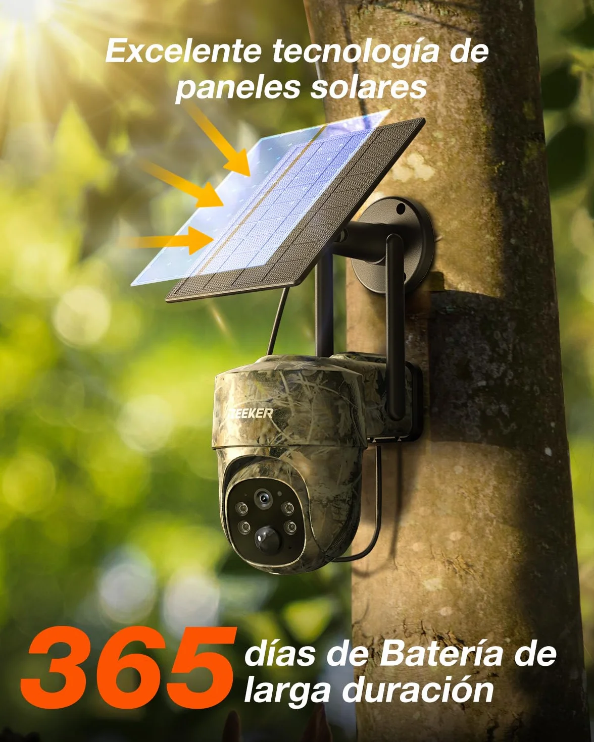 iZEEKER 4G LTE Cámara de Caza Solar, Cámara de Fototrampeo 2K PTZ con Tarjeta SD & SIM Vista Completa de 360° Transmisión en Vivo IR Sin Brillo Visión Nocturna Detección de Movimiento IP65 Impermeable