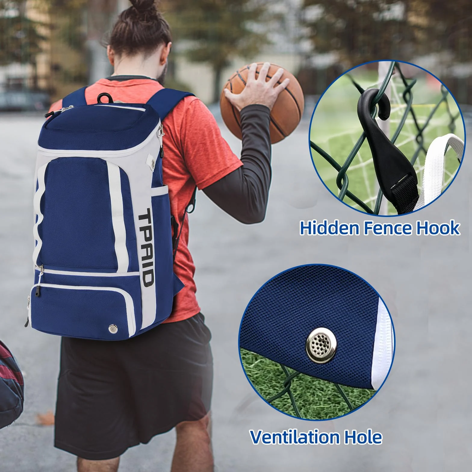 KINGSLONG Mochila de Baloncesto Bolsa para Equipo con Compartimento para Pelotas y Zapatos