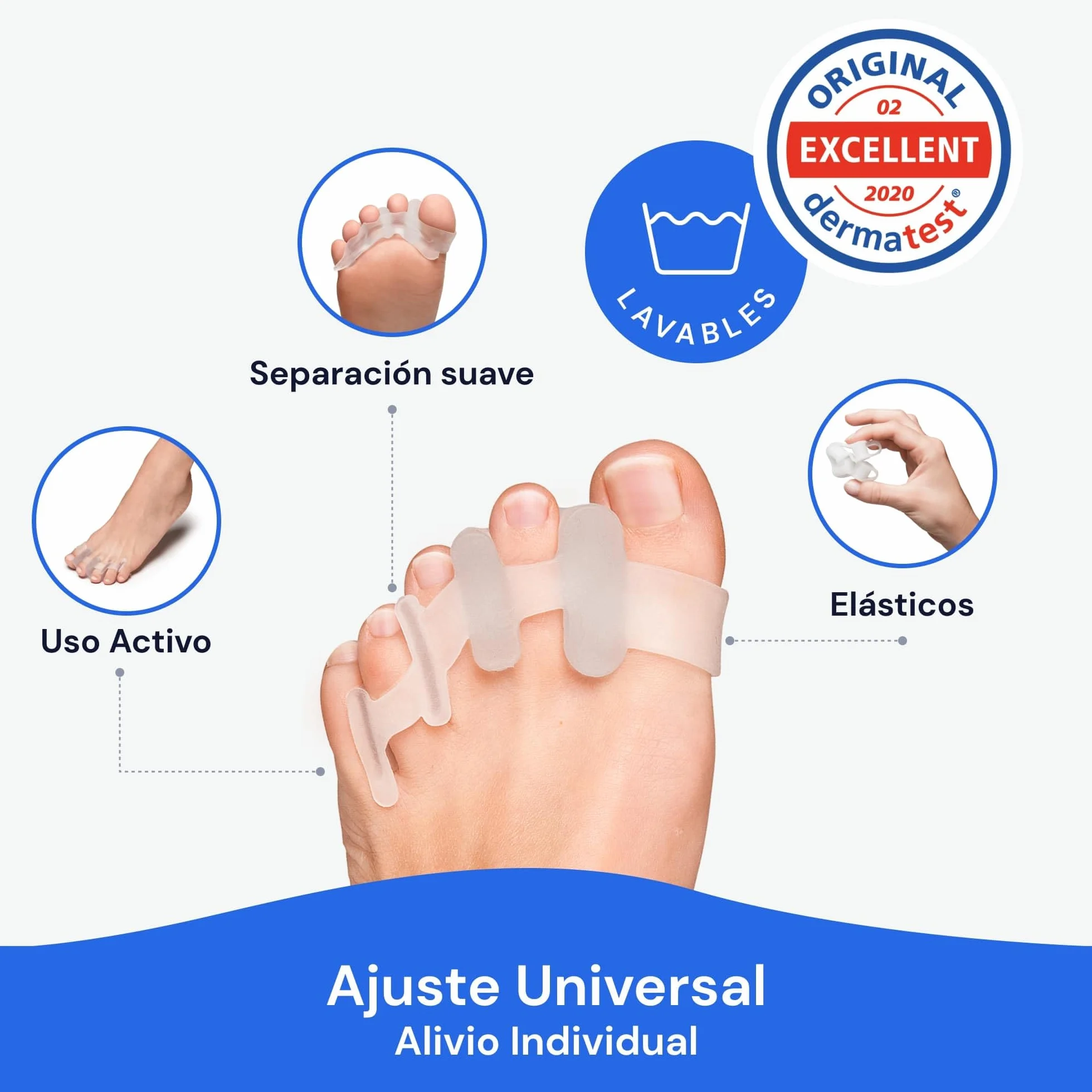 YOGAMEDIC Separadores de Dedos de los Pies Superpuestos, 4 Uds – Silicona 0% BPA