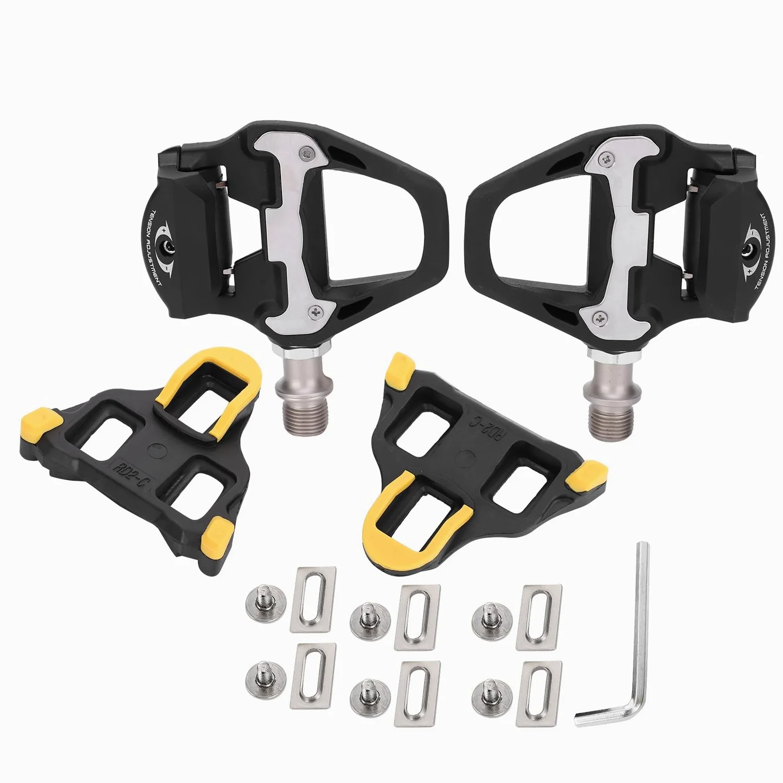 Pedales Autoblocantes para Bicicleta de Carretera Plataforma Dual Plana con Tacos de Reemplazo Reparación Ciclismo Profesional Accesorios